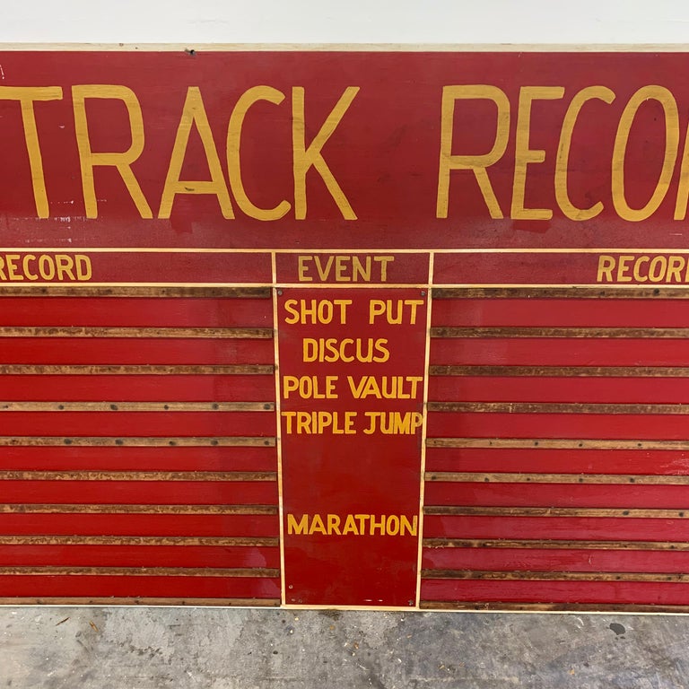 Massive Hand Painted High School Track and Field Sign For Sale at 1stDibs