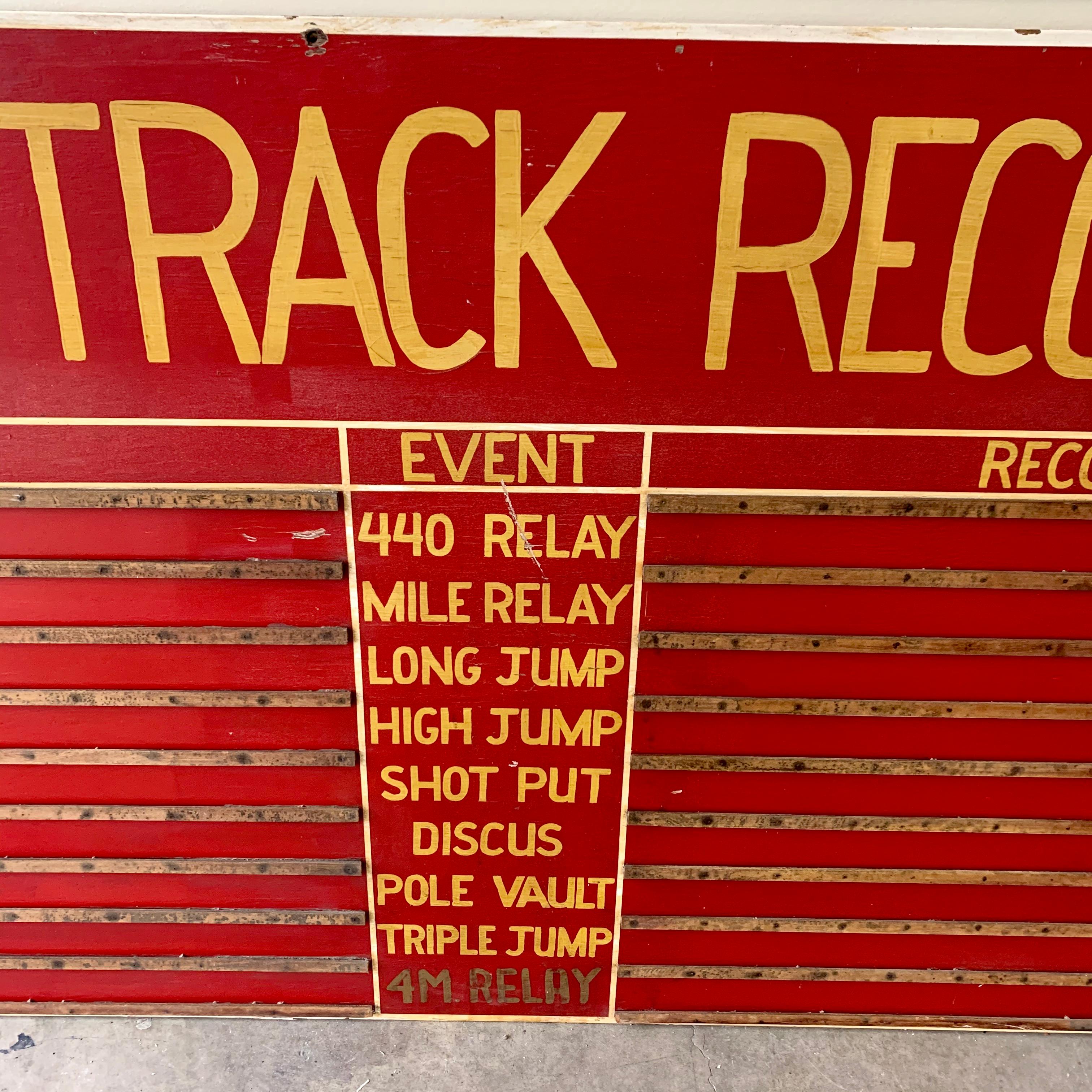 Hand-Carved Massive Hand Painted Varsity High School Track and Field Sign For Sale