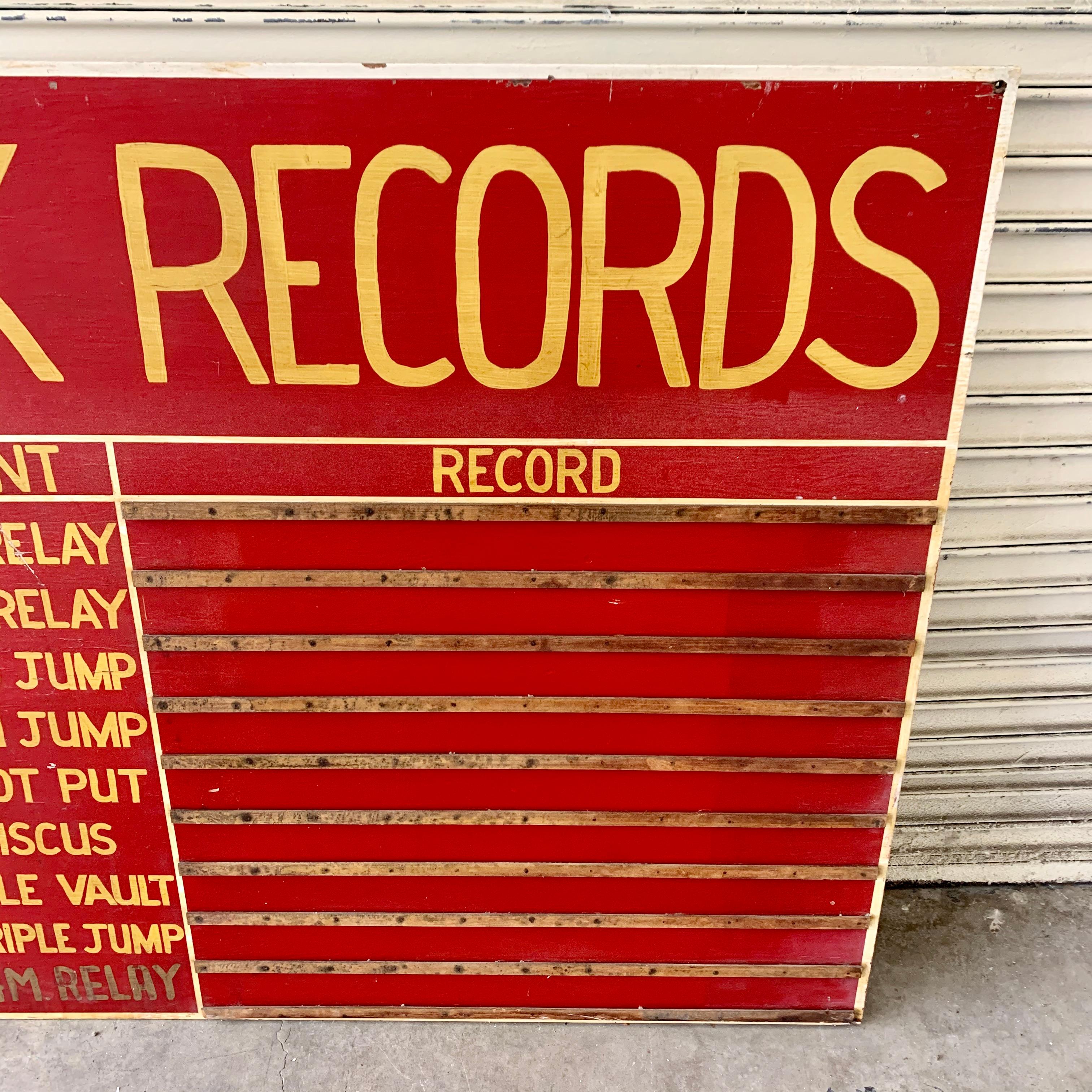 Massive Hand Painted Varsity High School Track and Field Sign In Good Condition For Sale In Los Angeles, CA