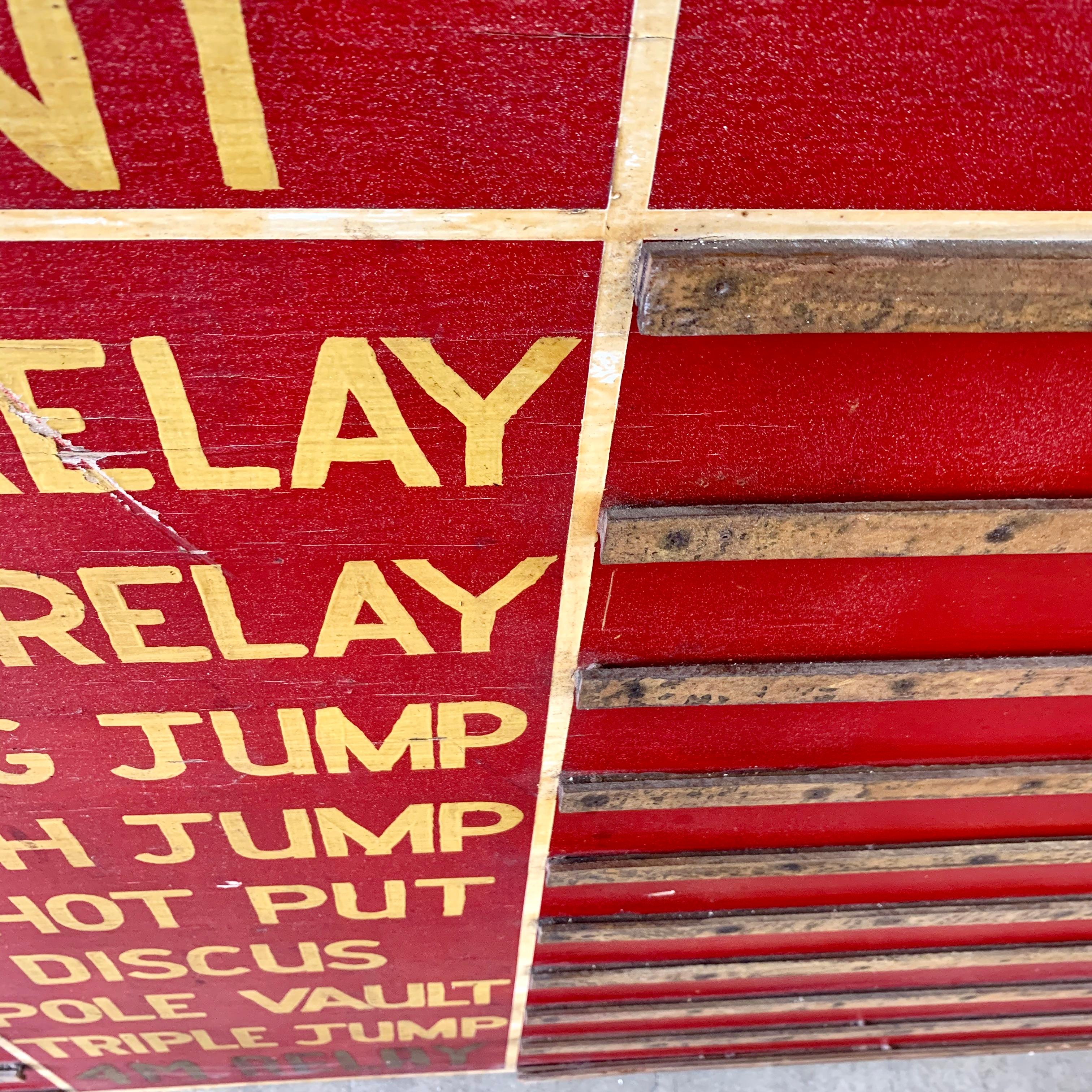 Late 20th Century Massive Hand Painted Varsity High School Track and Field Sign For Sale