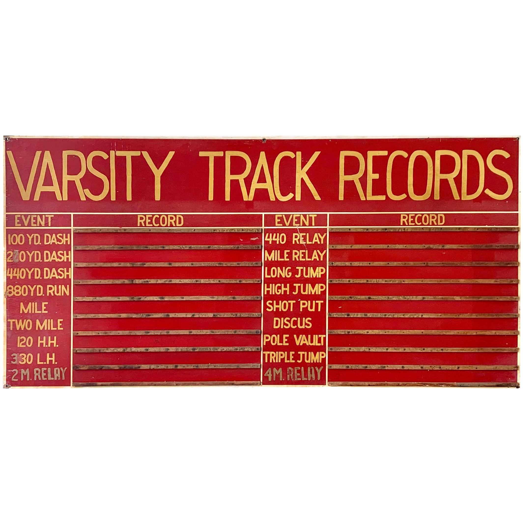 Massive Hand Painted Varsity High School Track and Field Sign For Sale
