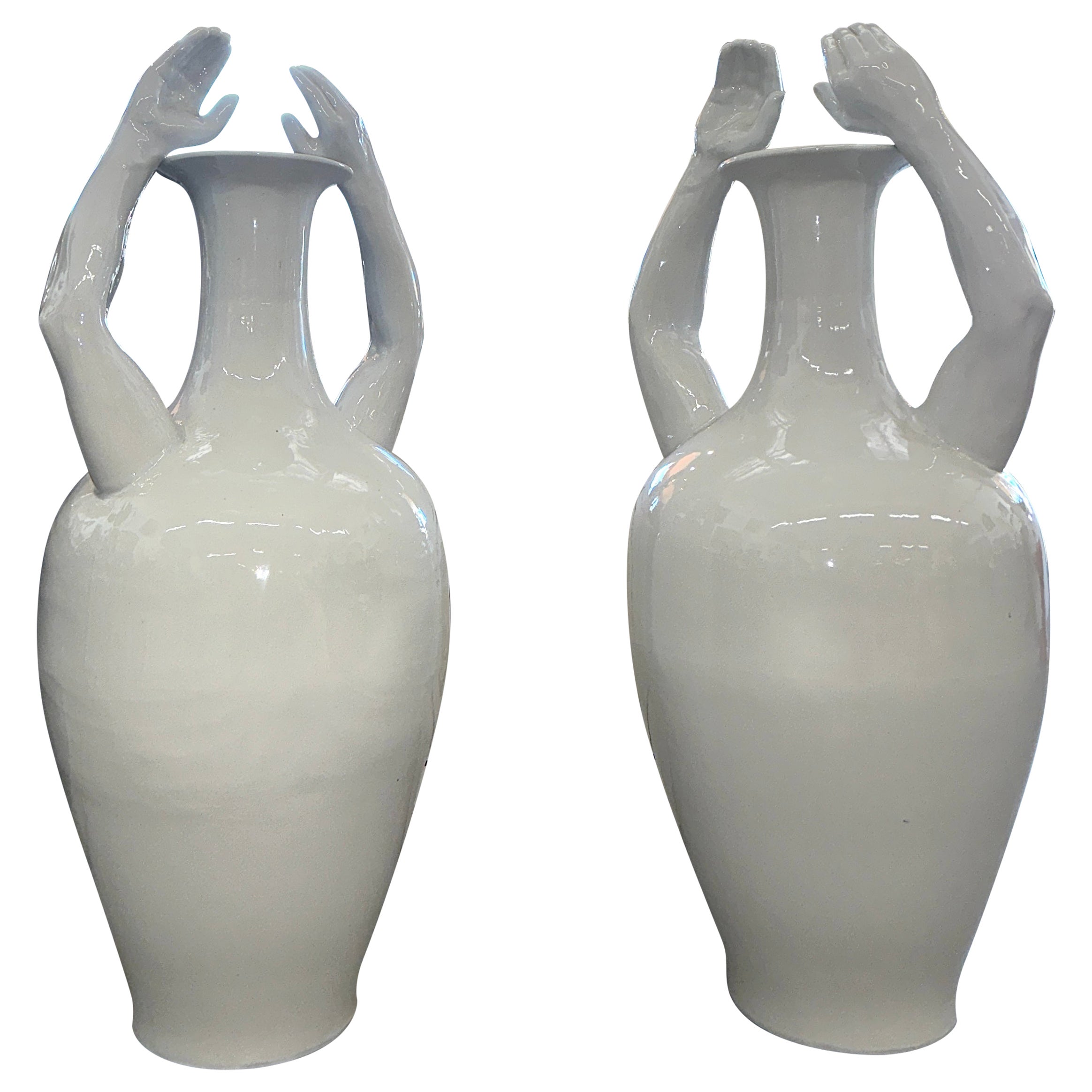 Massive Hand Urns by Pols Potten For Sale