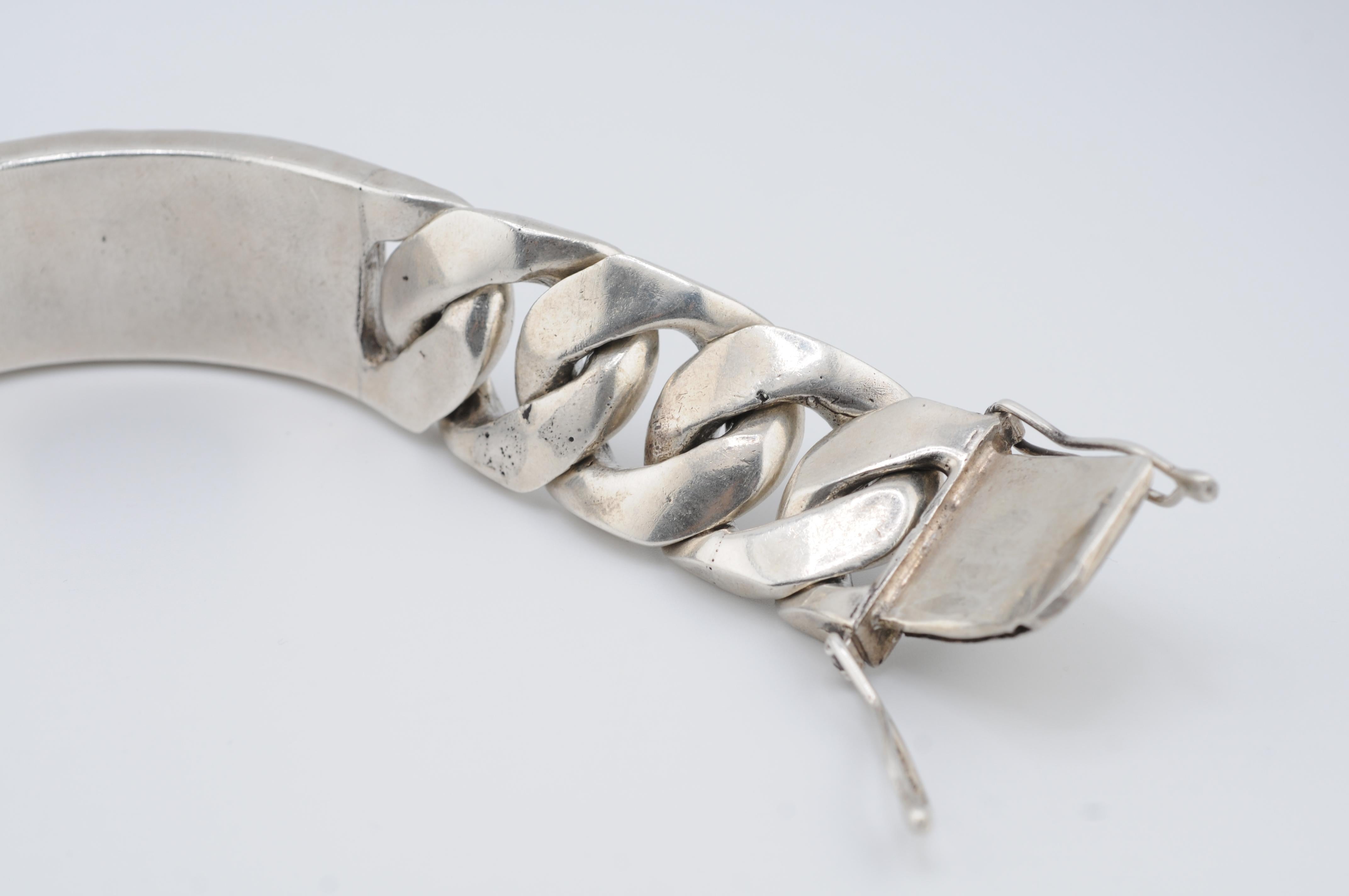 Massives handgefertigtes Silberarmband mit Löwen- und Schwertmotiv, Edelsteine 11