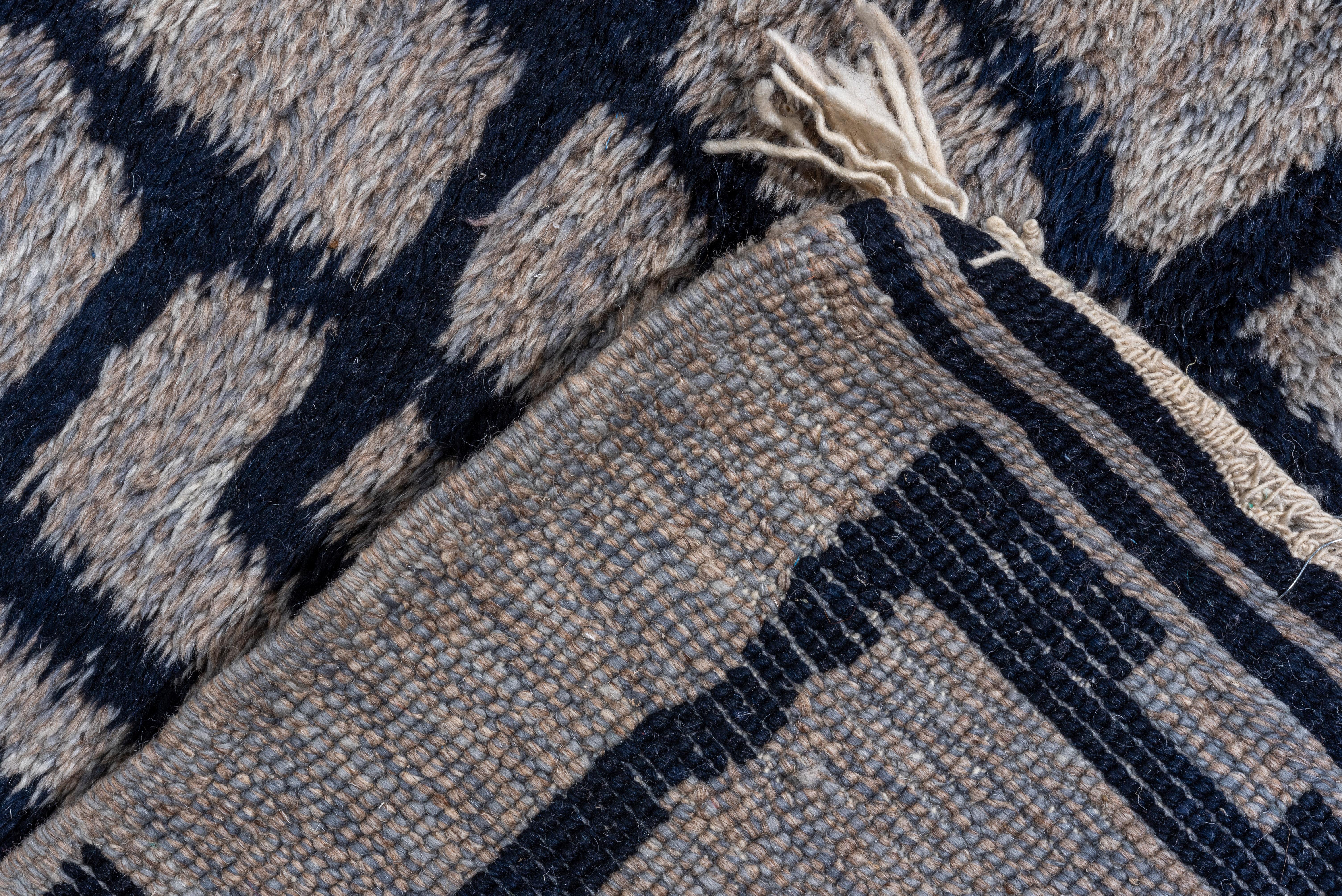 Wool Massive Handknotted Modern Moroccan Rug, Gray Indigo & Navy Tones For Sale