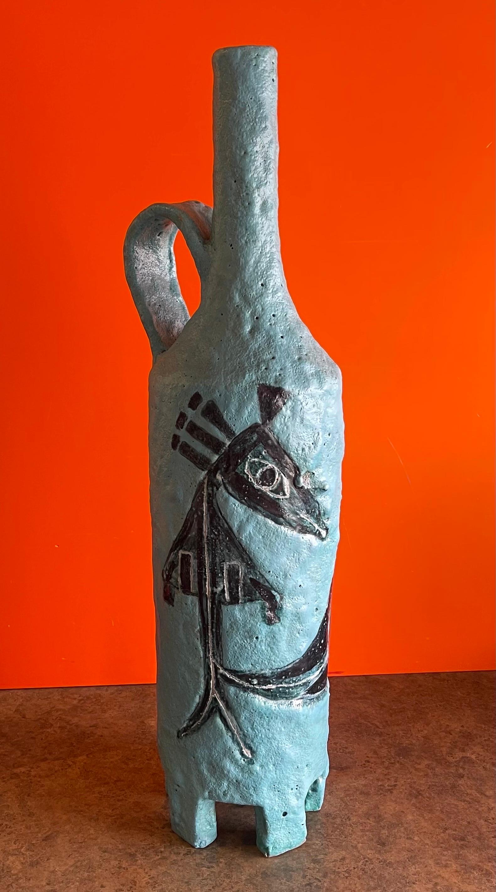 Massive Handled Jug / Vase by Aldo Londo for Bitossi Raymor In Good Condition For Sale In San Diego, CA