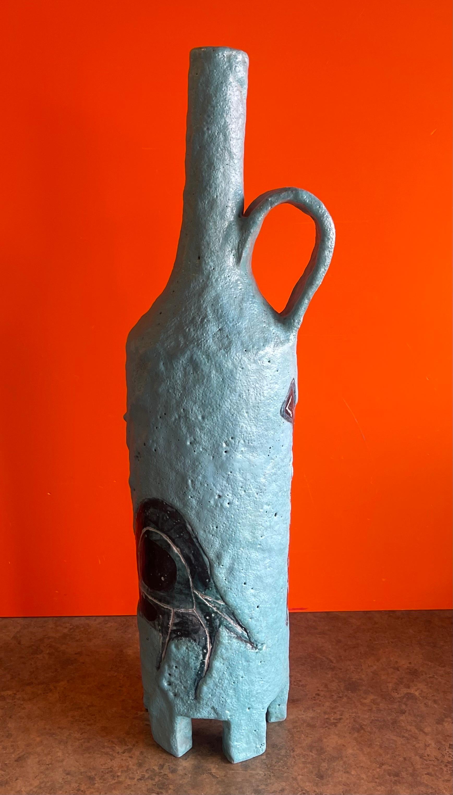 Ceramic Massive Handled Jug / Vase by Aldo Londo for Bitossi Raymor For Sale