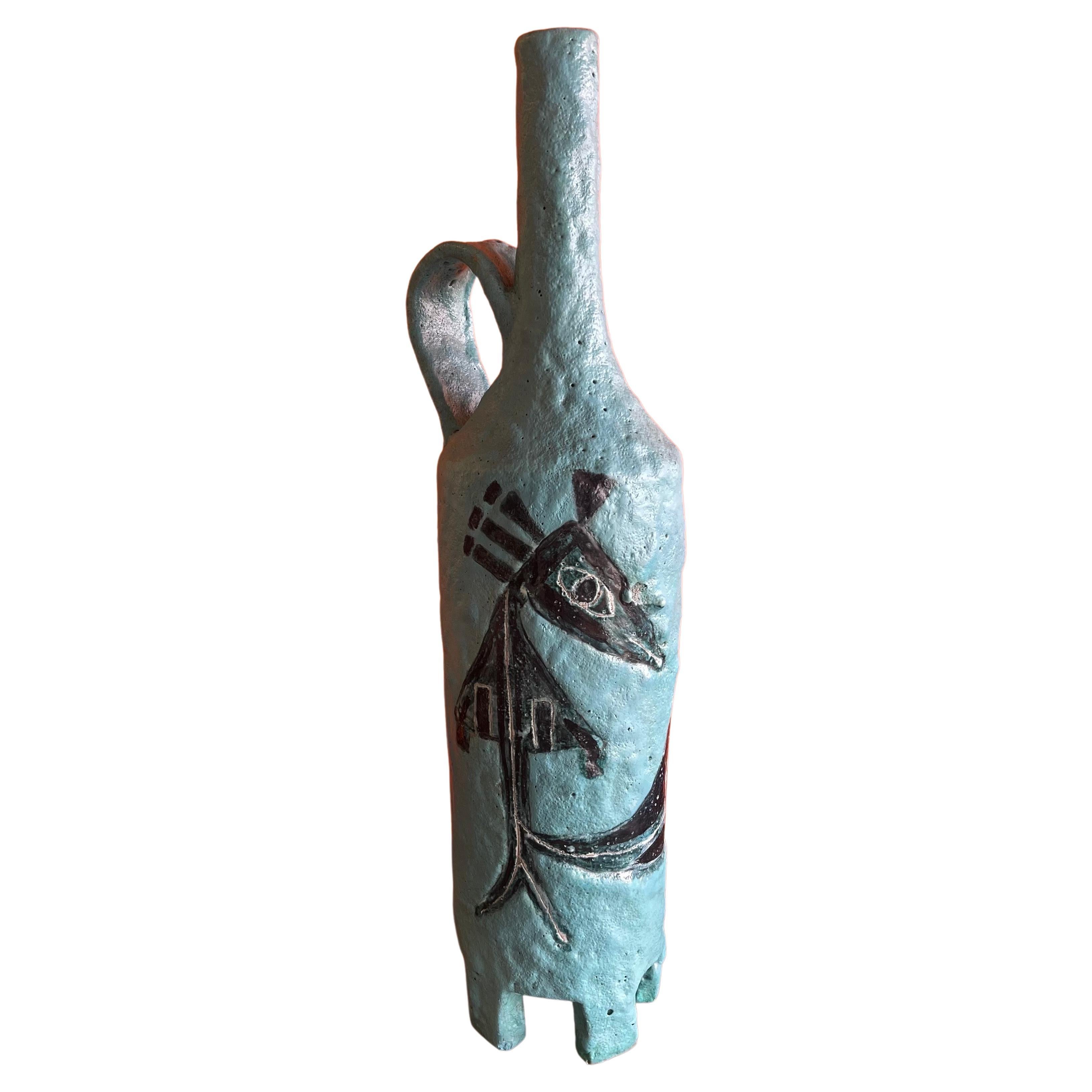 Massiver Krug / Vase mit Henkel von Aldo Londo für Bitossi Raymor