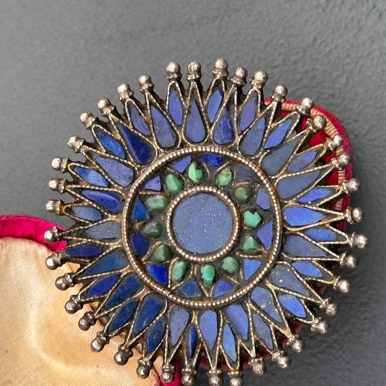 Massive Handmade Silver Lapis Turquoise Cluster Ring In Good Condition For Sale In Monroe Township, NJ