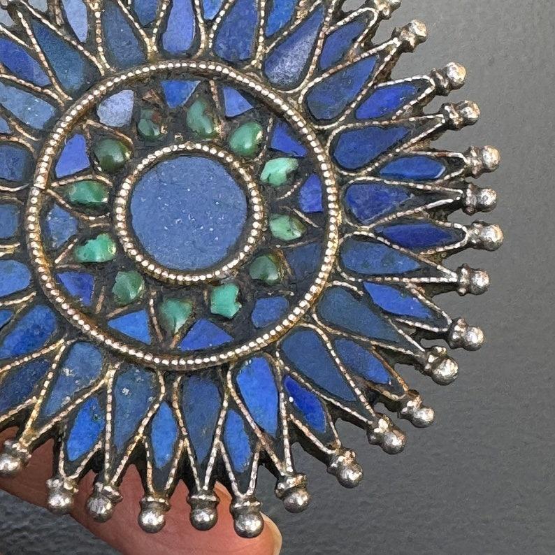 Women's Massive Handmade Silver Lapis Turquoise Cluster Ring For Sale