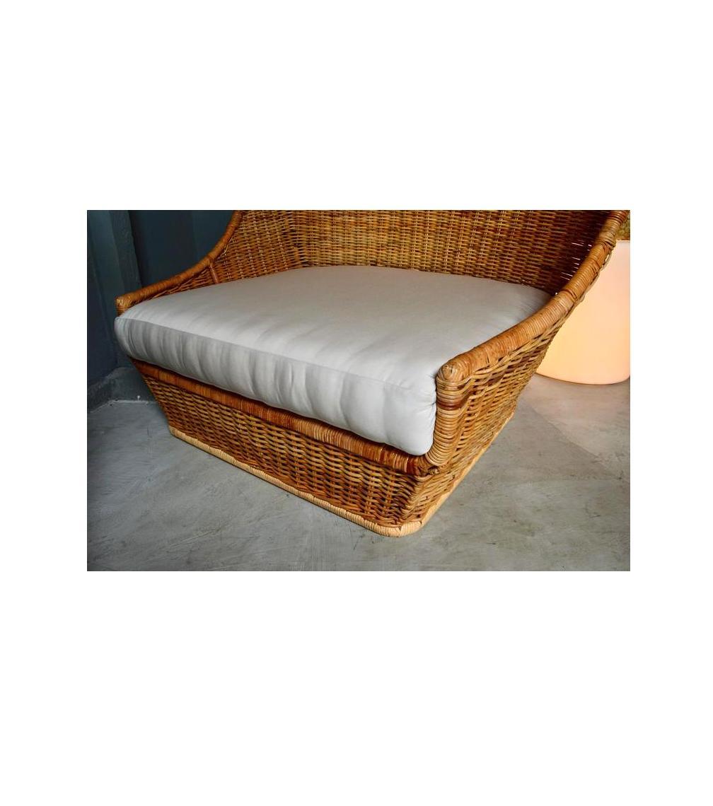 Mid-20th Century Massive Hooded Rattan Canopy Chair or Loveseat For Sale