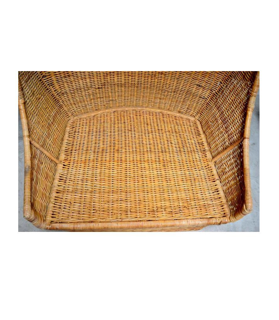 Massive Hooded Rattan Canopy Chair or Loveseat For Sale 1