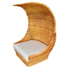 Retro Massive Hooded Rattan Canopy Chair or Loveseat