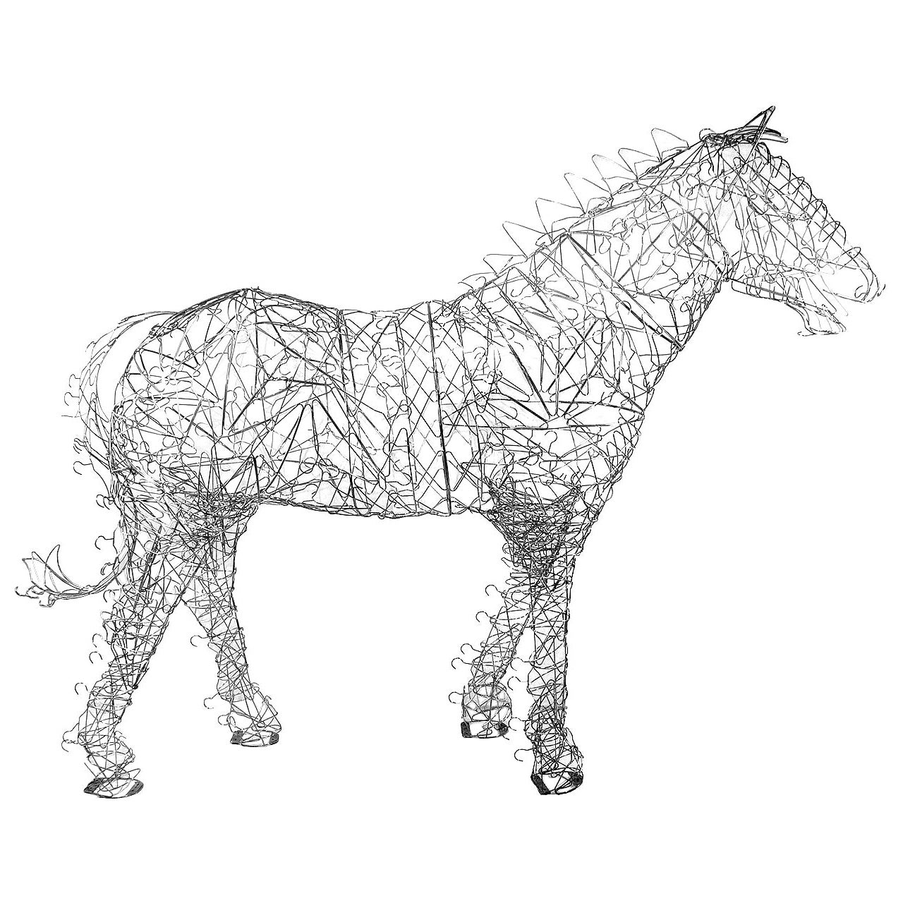 Massive Horse Sculpture Crafted From 1000 Chrome Coat Hangers for Barneys NY For Sale