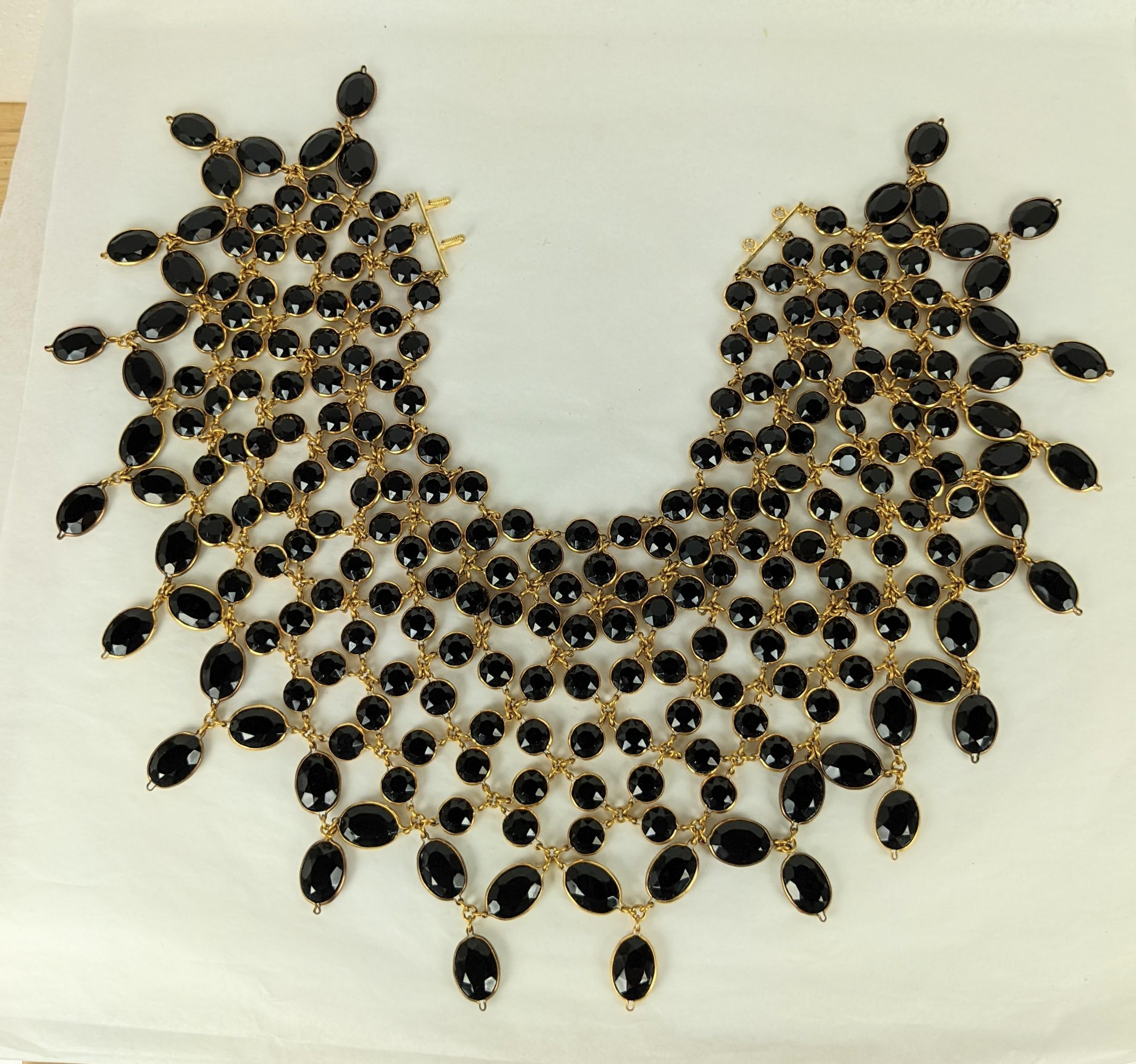 Egyptian Revival Massive Hubert de Givenchy  Bezel Set Jet Paste Collar, Bunny Mellon For Sale
