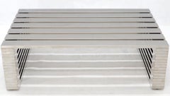 Massive Huge Chrome Rectangle Shape Slated Top Coffee Table