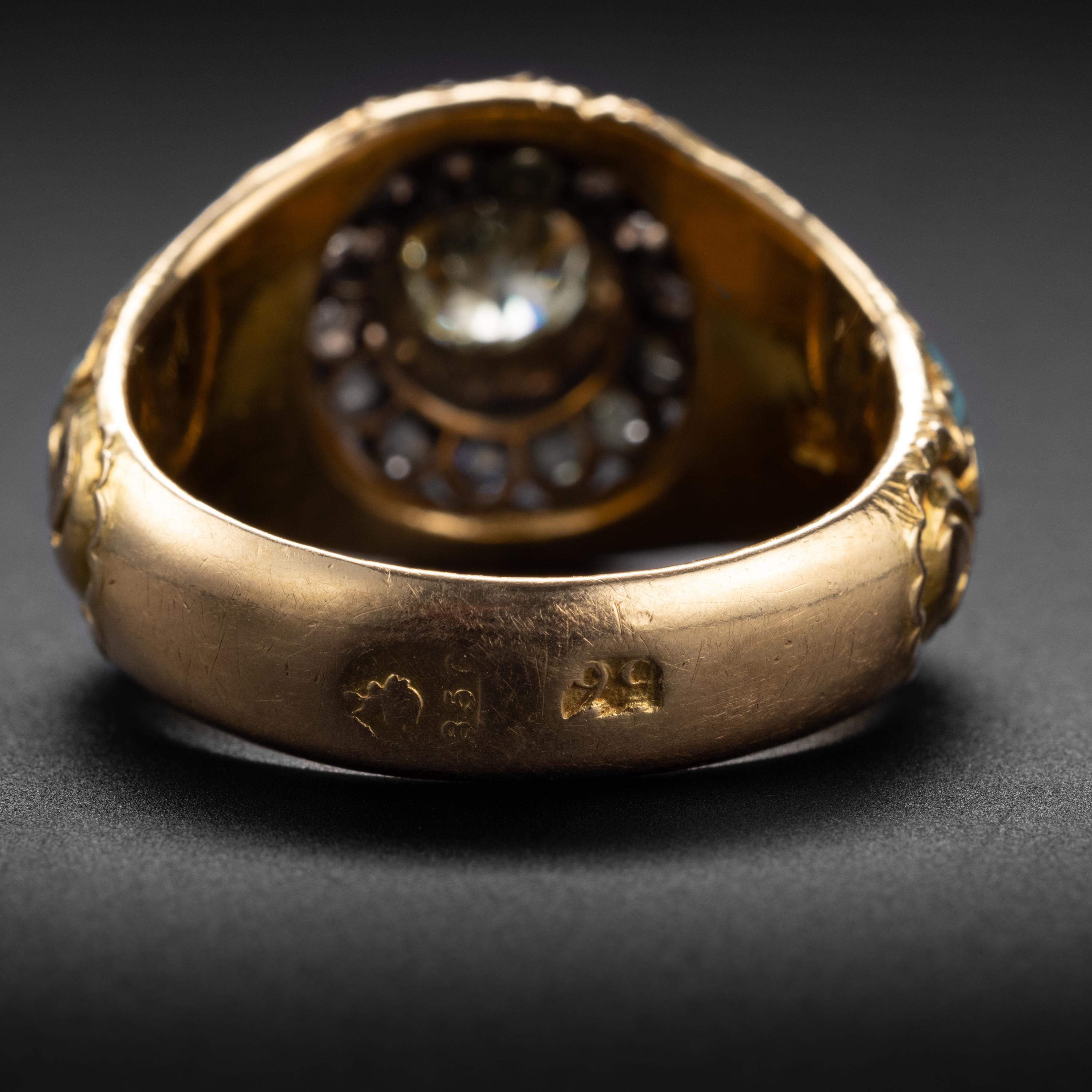 Men's Diamond Ring 1.25 Carat, Circa 1850s Size 11.5-12 In Excellent Condition In Southbury, CT