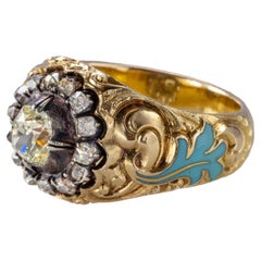 Antique Men's Diamond Ring 1.25 Carat, Circa 1850s Size 11.5-12