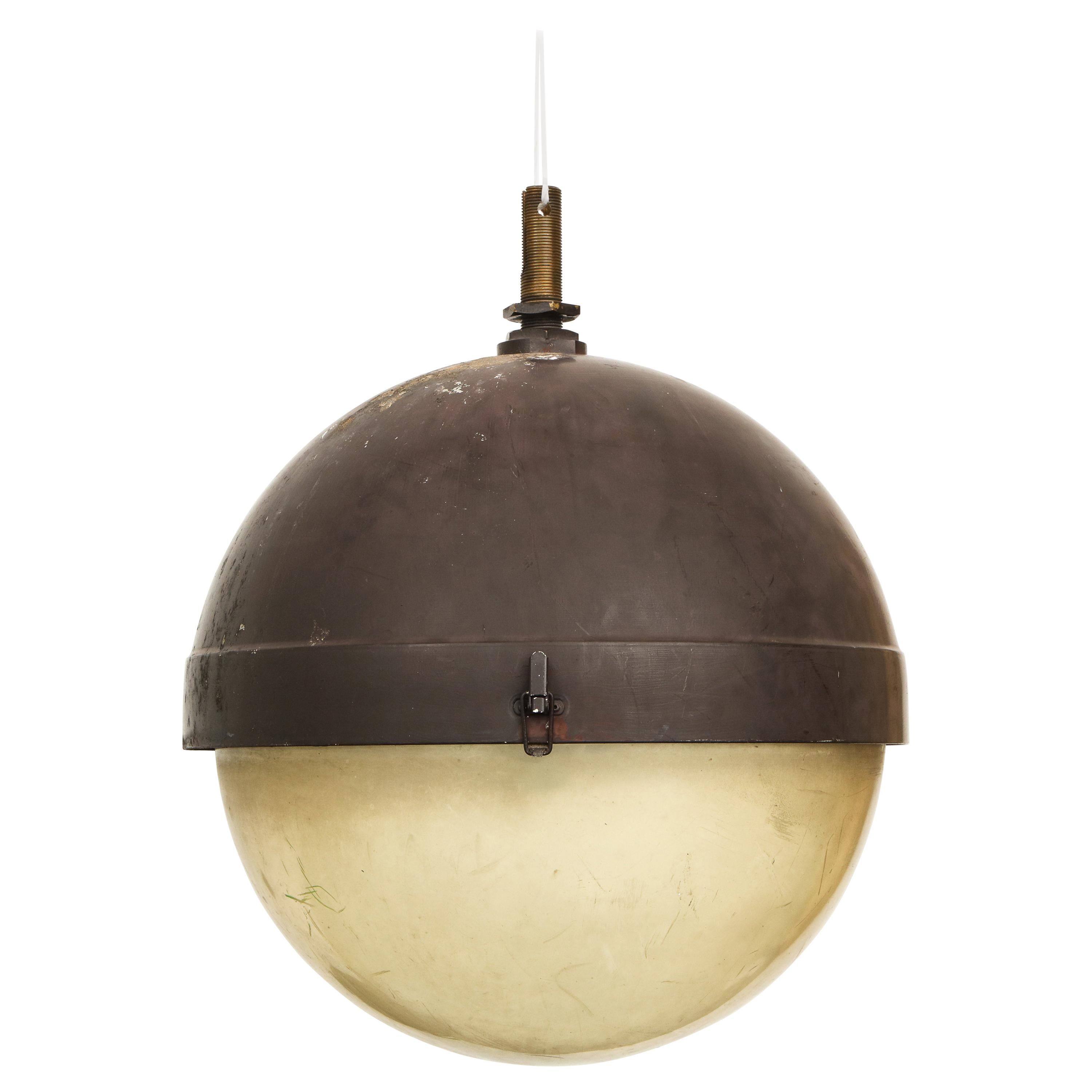 Massive Single Industrial French Freeway Pendant Light For Sale