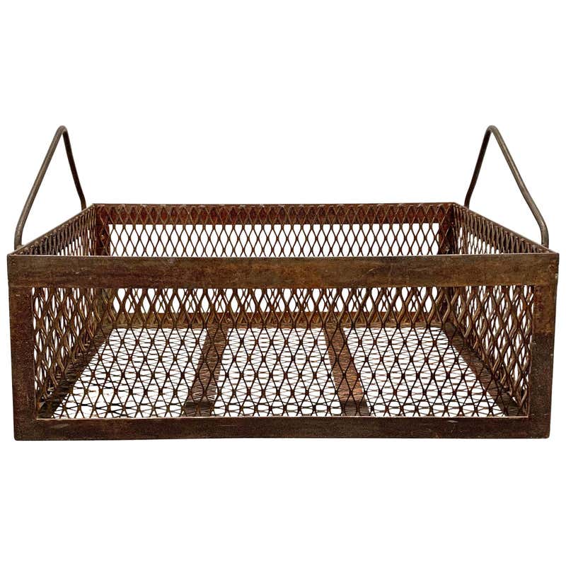 Large Industrial Metal Basket For Sale at 1stDibs