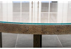 Massive Industrial Style Round Iron Bound Dining Table