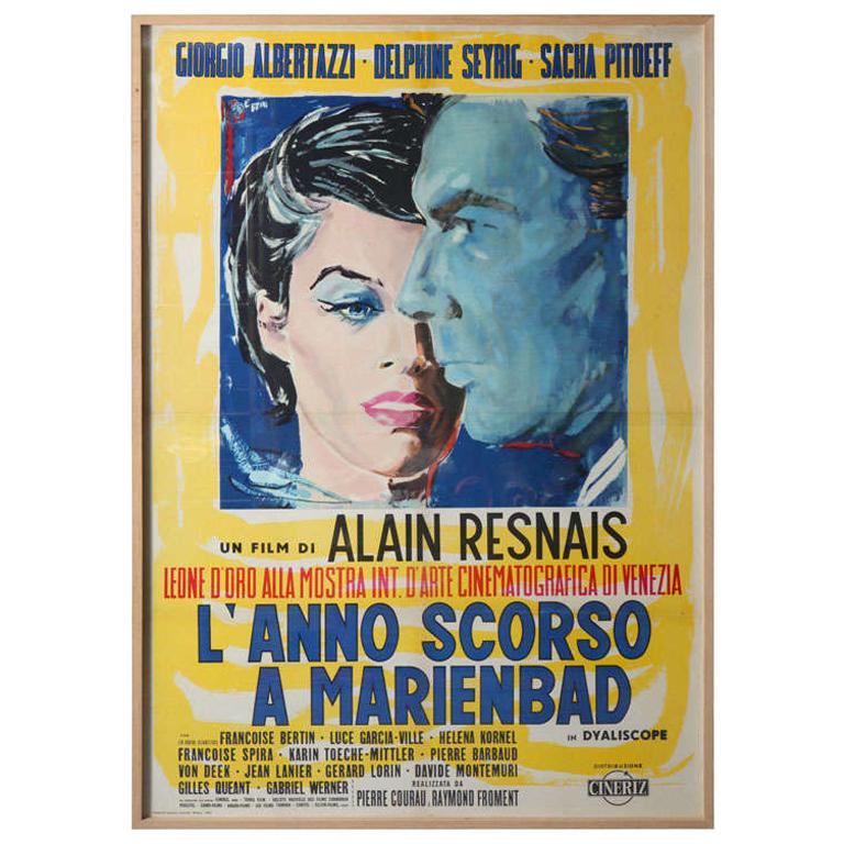 Massive Vintage 1961 Film Poster, Framed "L'Anno Scorso a Marienbad"