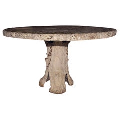 Massive Intricately-Sculpted Faux Bois Table