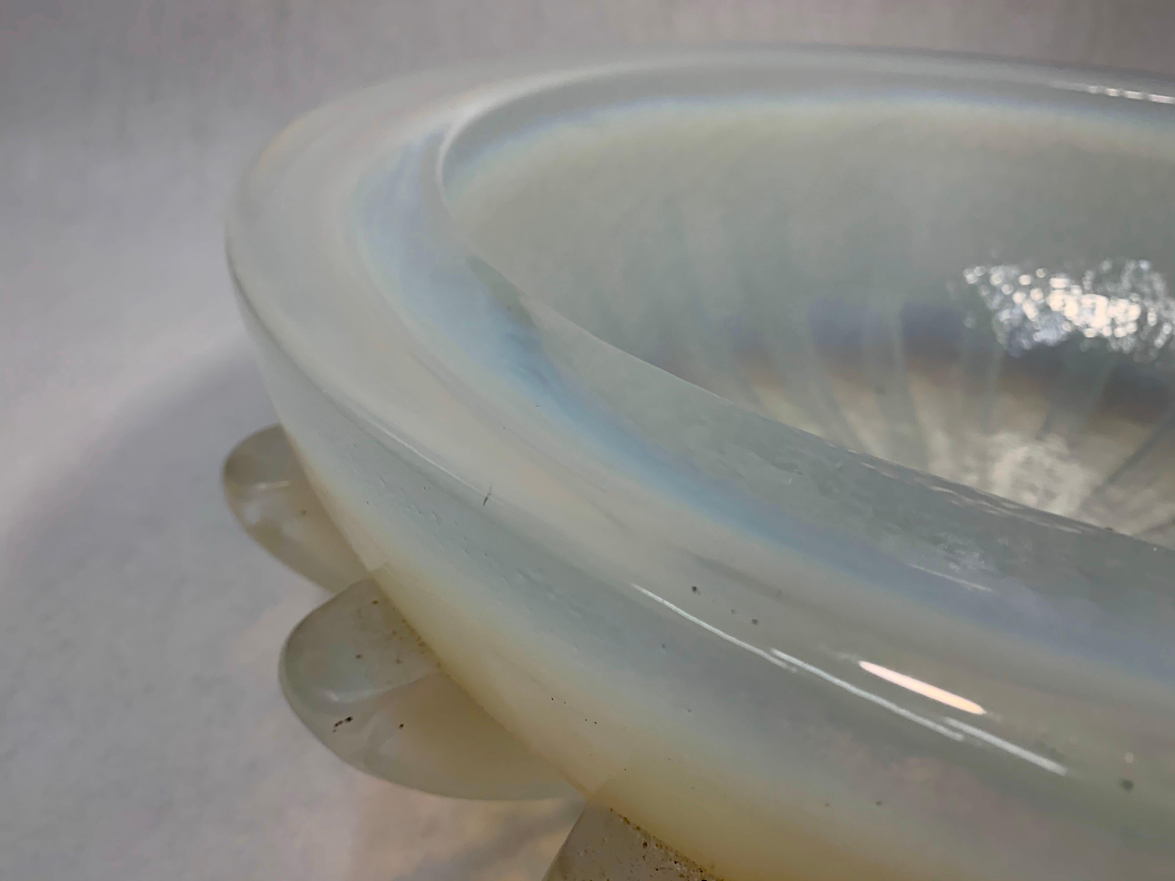 Massive Iridescent Opaline Murano Glass Bowl with Buttress Accents 3