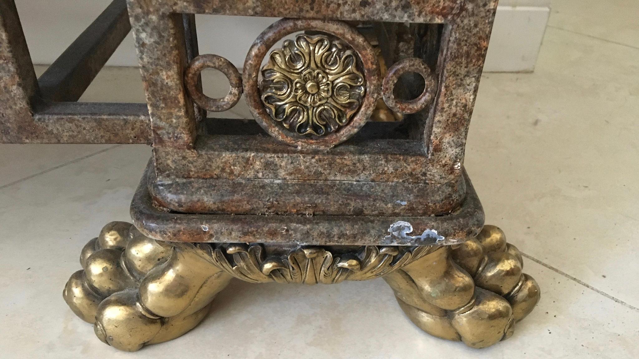 Massive Iron and Brass Console By Maitland Smith 3
