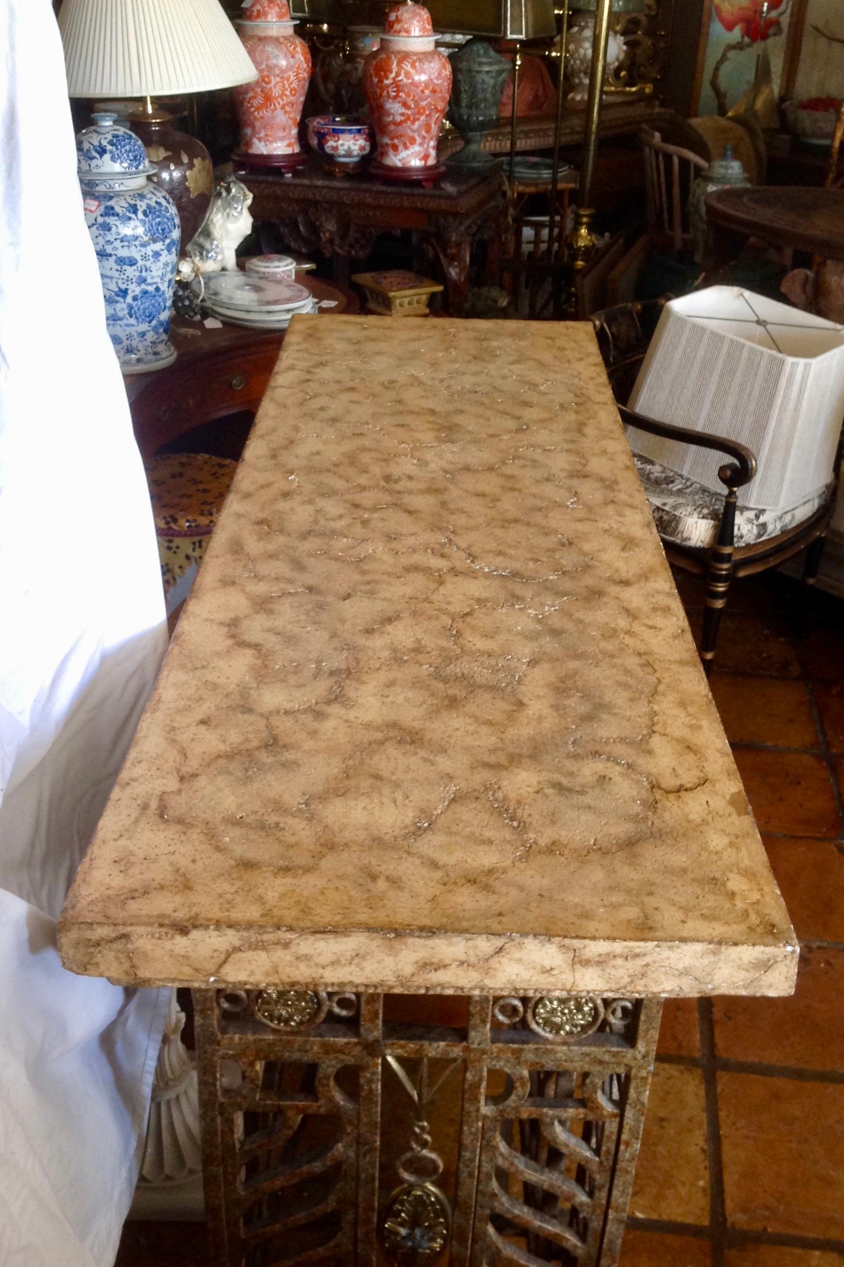 Massive Iron and Brass Console By Maitland Smith 5