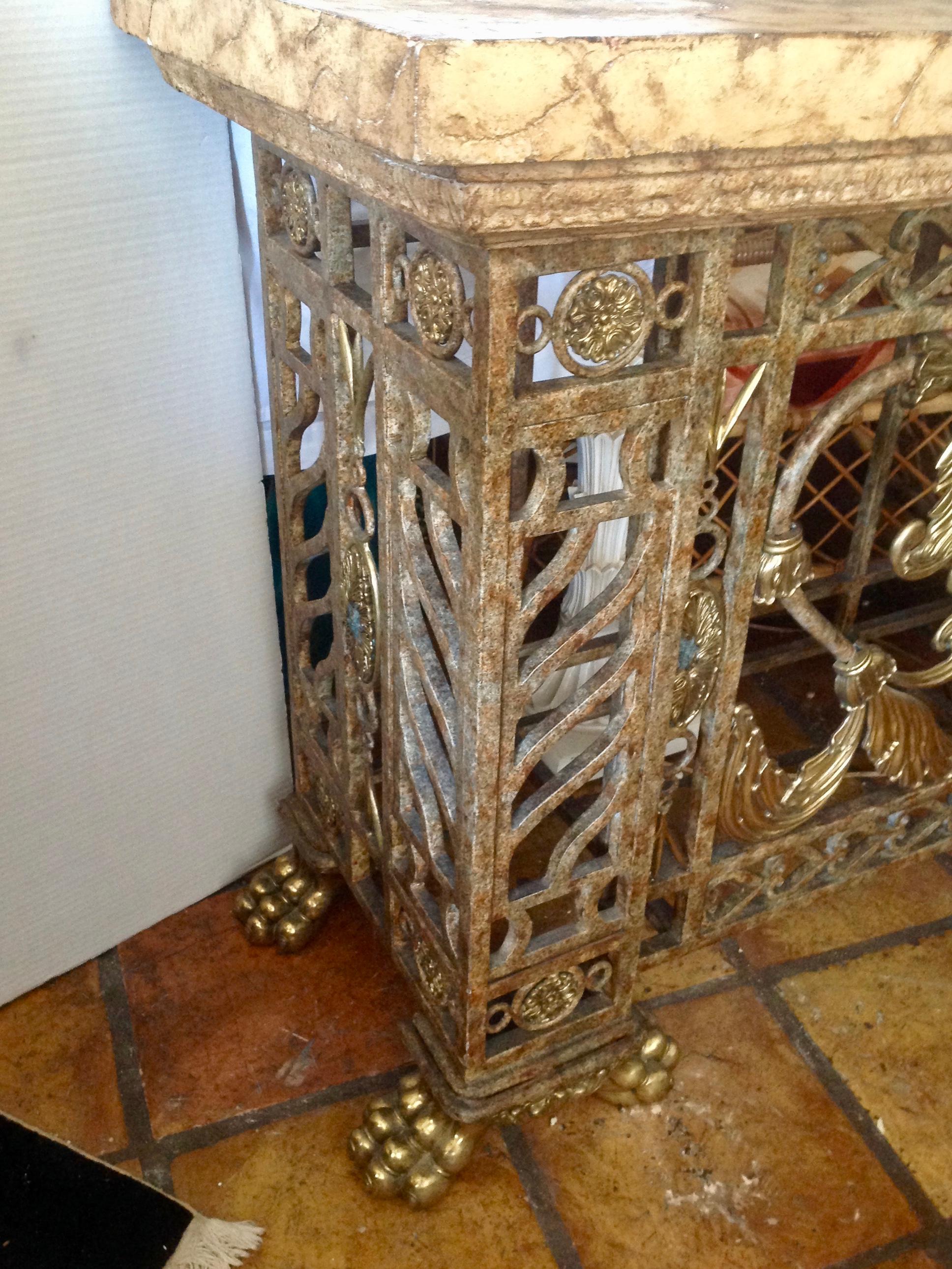 Philippine Massive Iron and Brass Console By Maitland Smith