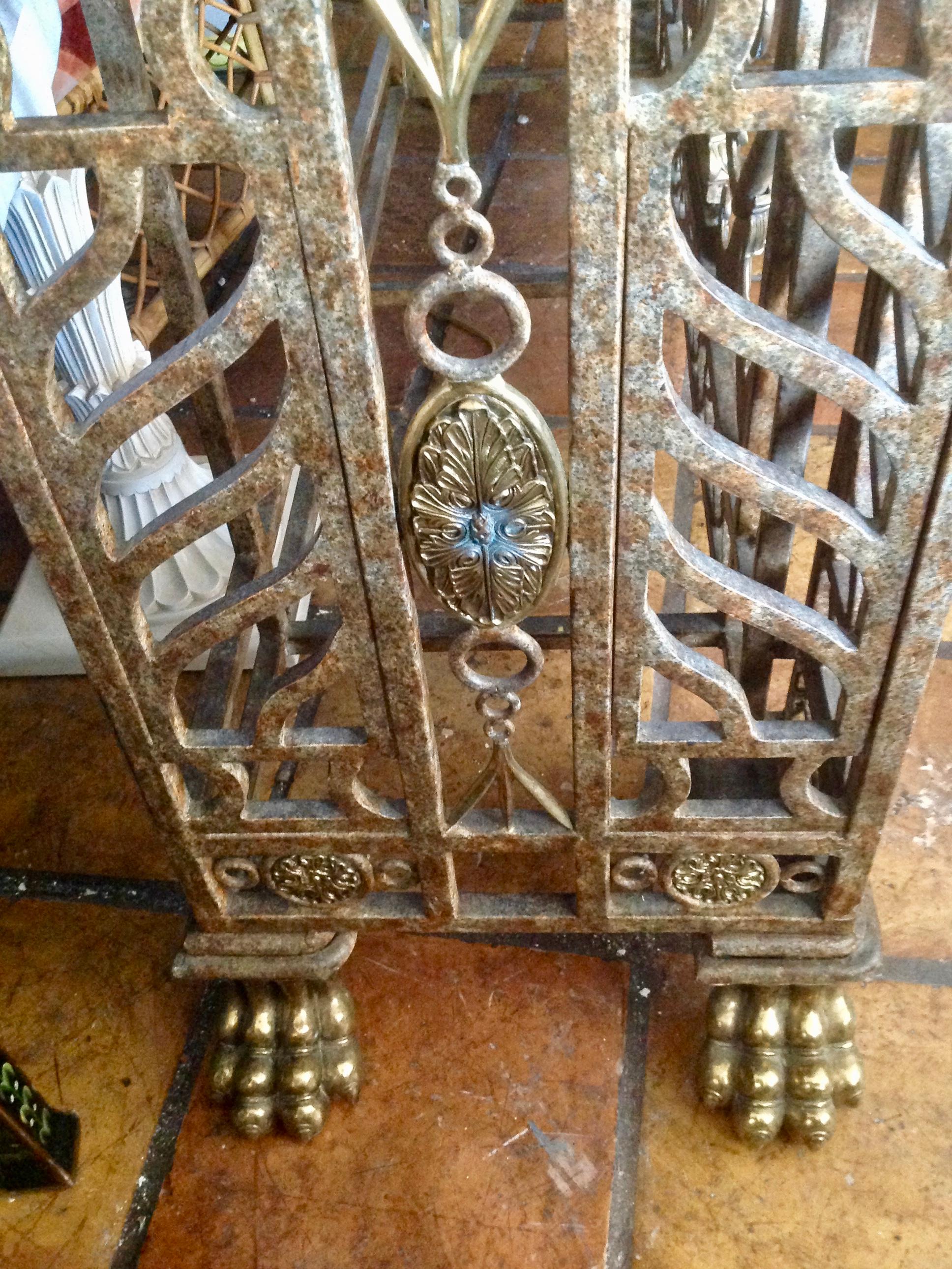 Late 20th Century Massive Iron and Brass Console By Maitland Smith