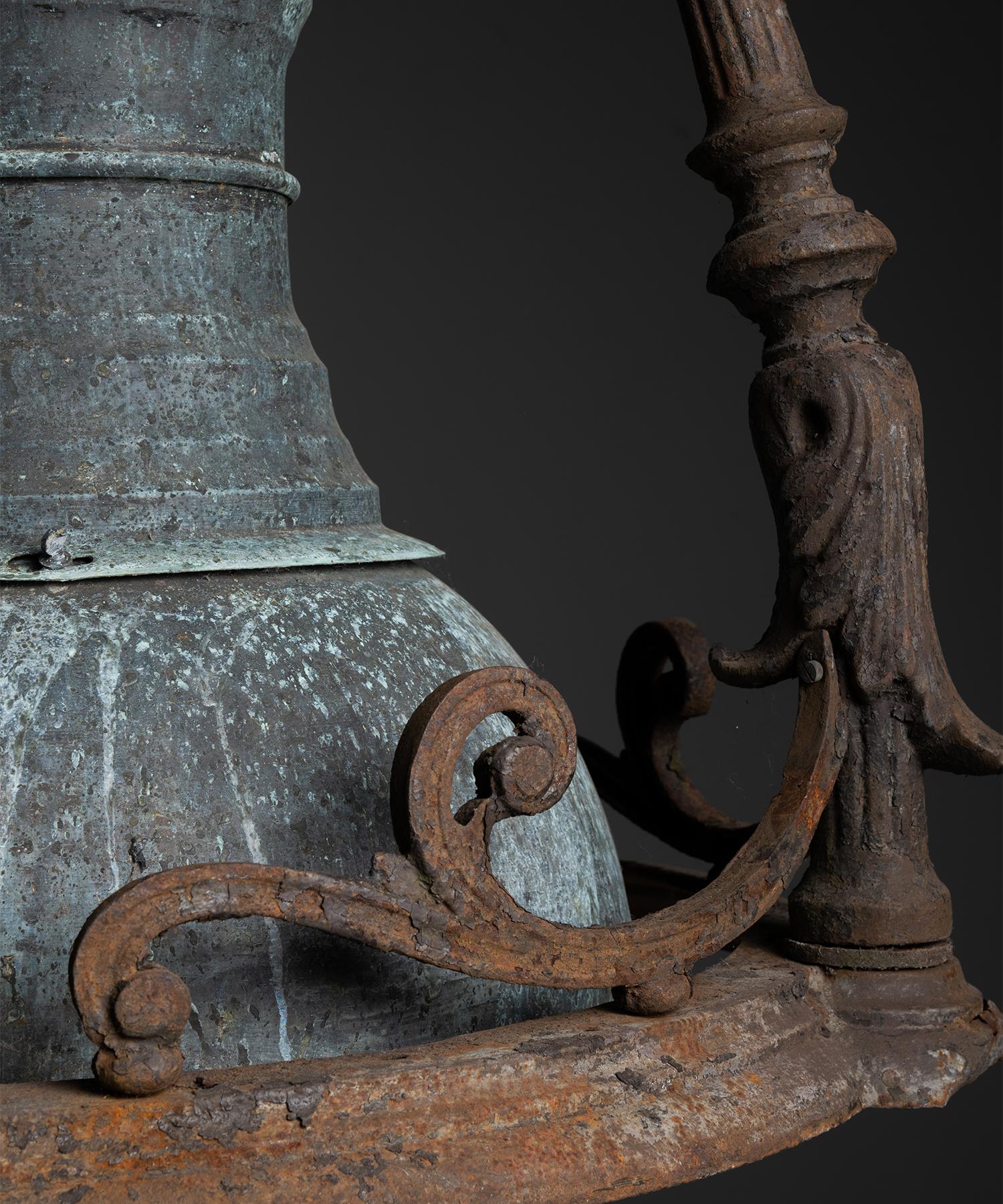 Massive Iron & Copper Pendant, France circa 1880 In Good Condition In Culver City, CA