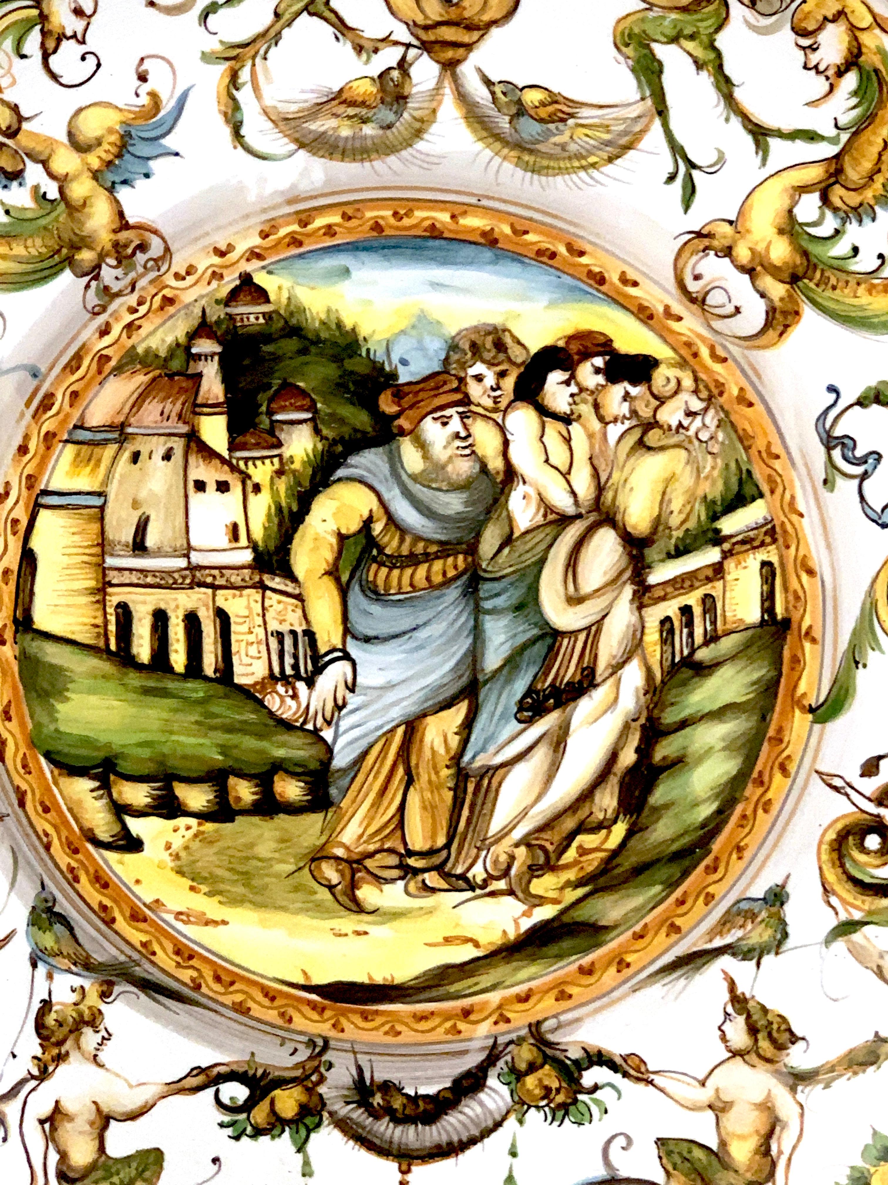 Renaissance Grand chargeur allégorique en majolique italienne de A. Deruta en vente