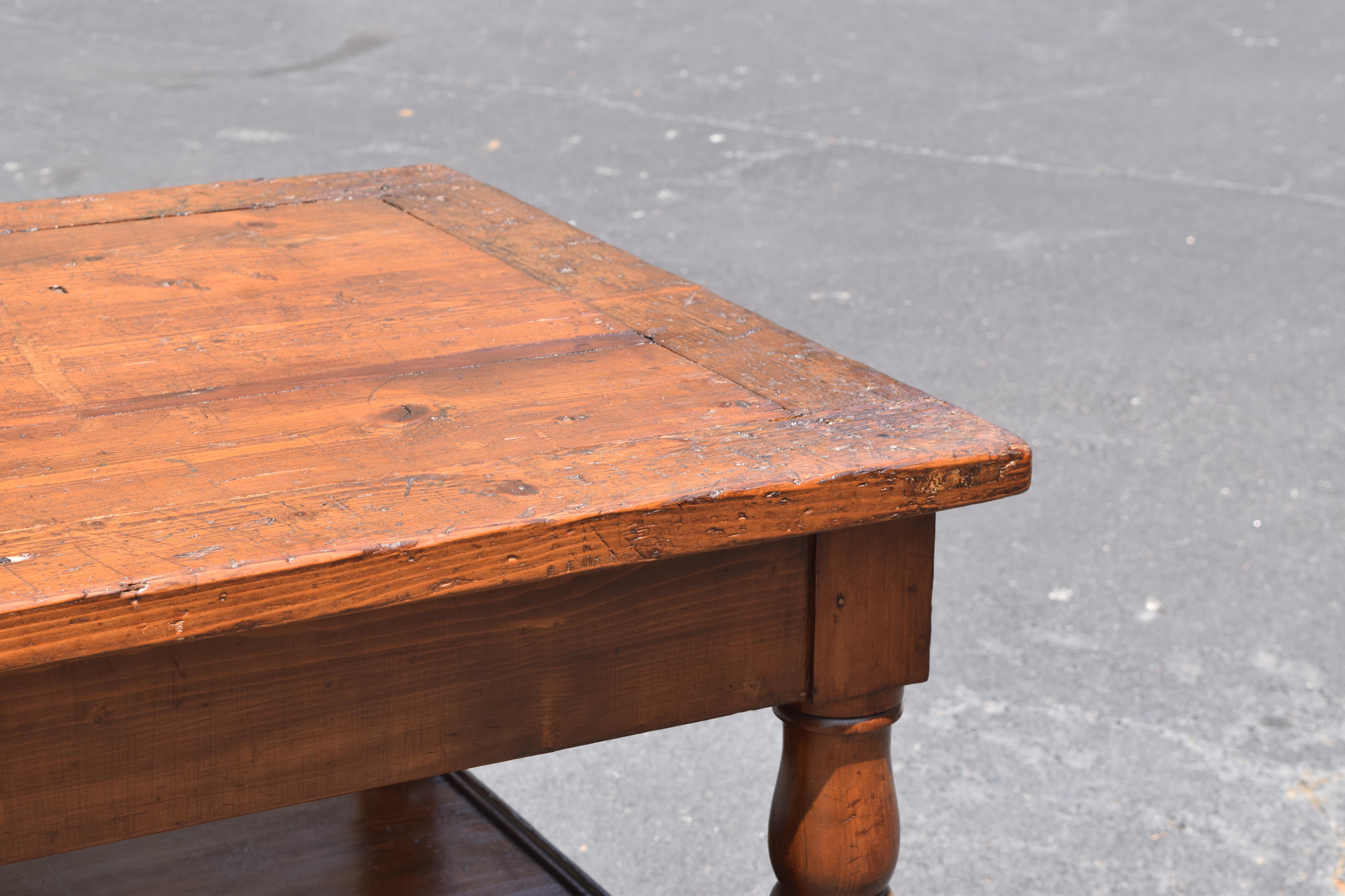 Italian Late Neoclassic Period Pinewood Two Tier Draper's Table, mid 19th cen. 1