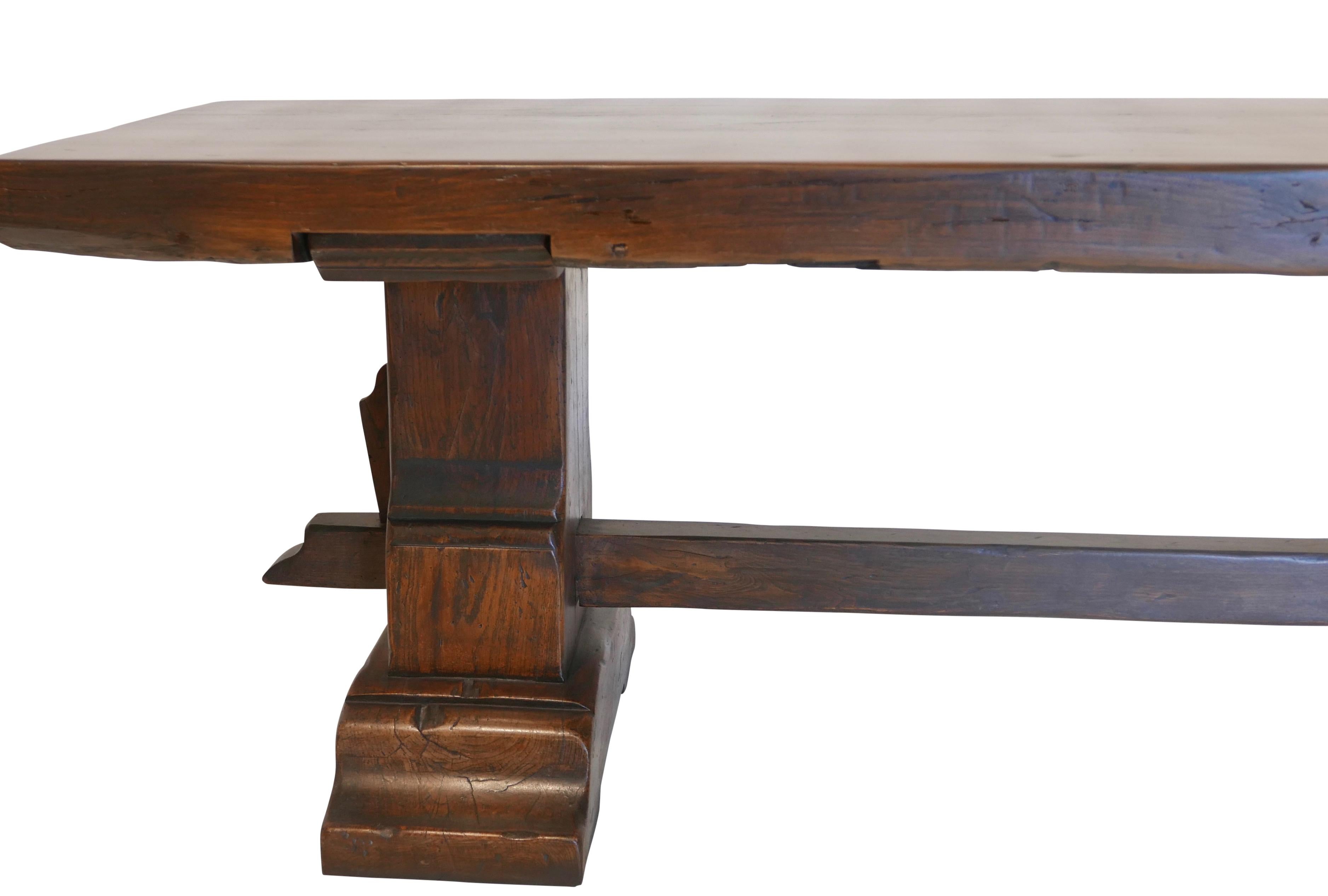 Massive Italian Oak Refractory Table, 18th Century Style For Sale 5