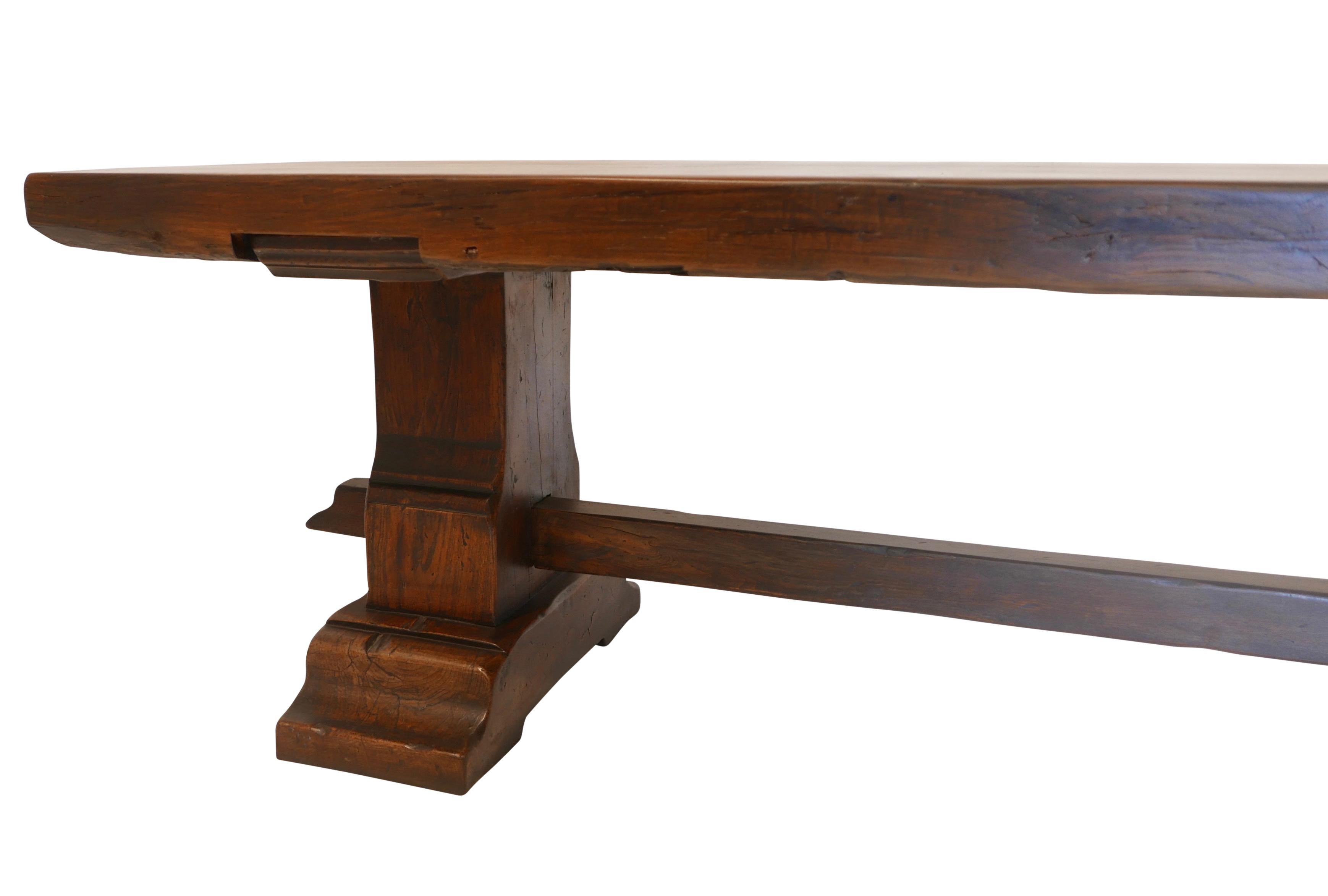 Massive Italian Oak Refractory Table, 18th Century Style In Good Condition For Sale In San Francisco, CA
