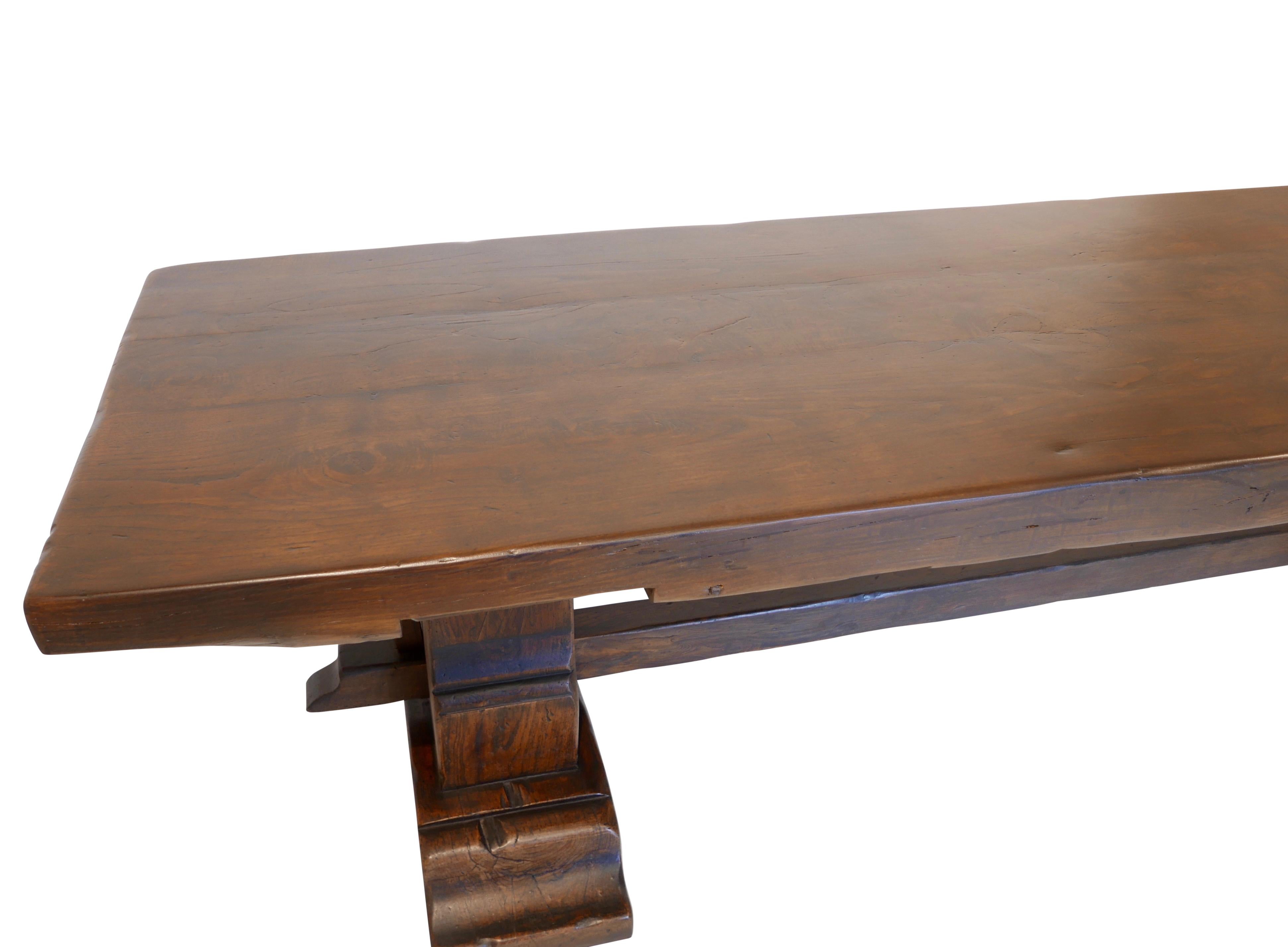 19th Century Massive Italian Oak Refractory Table, 18th Century Style For Sale