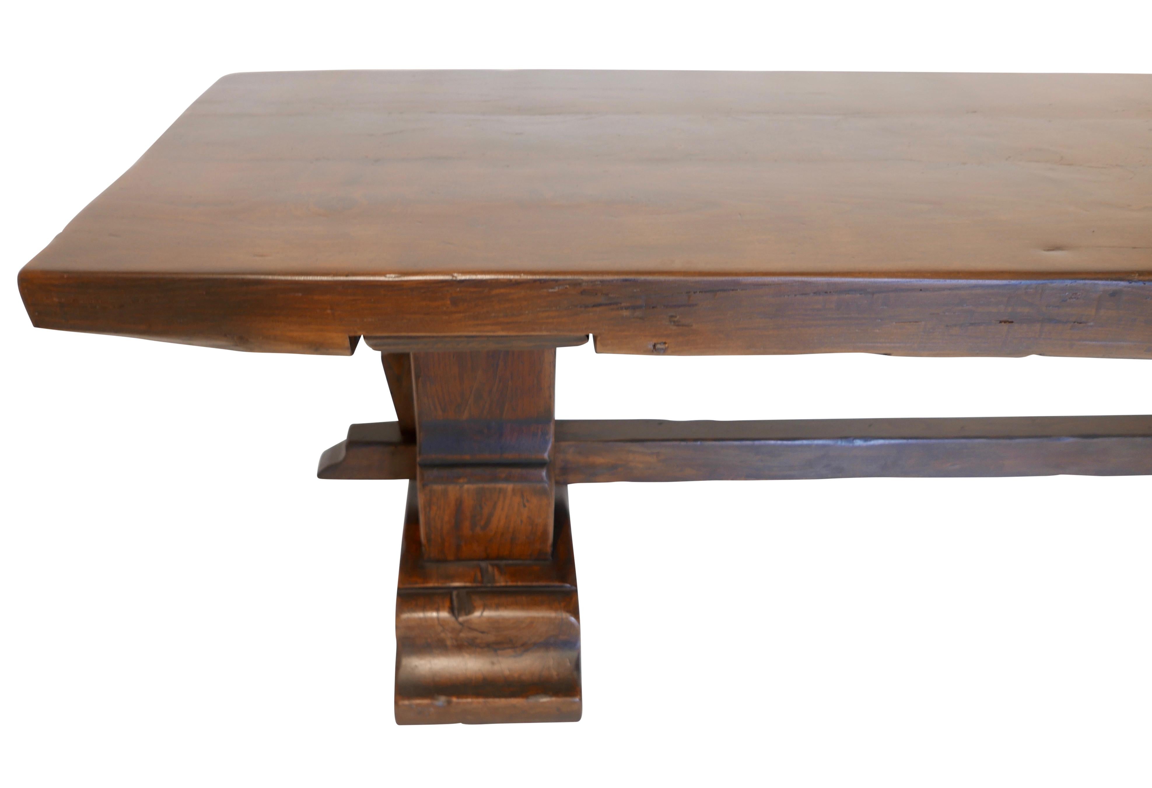 Massive Italian Oak Refractory Table, 18th Century Style For Sale 1