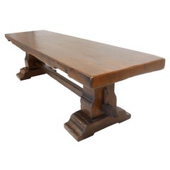 Grande table réfractoire italienne en chêne, style 18ème siècle