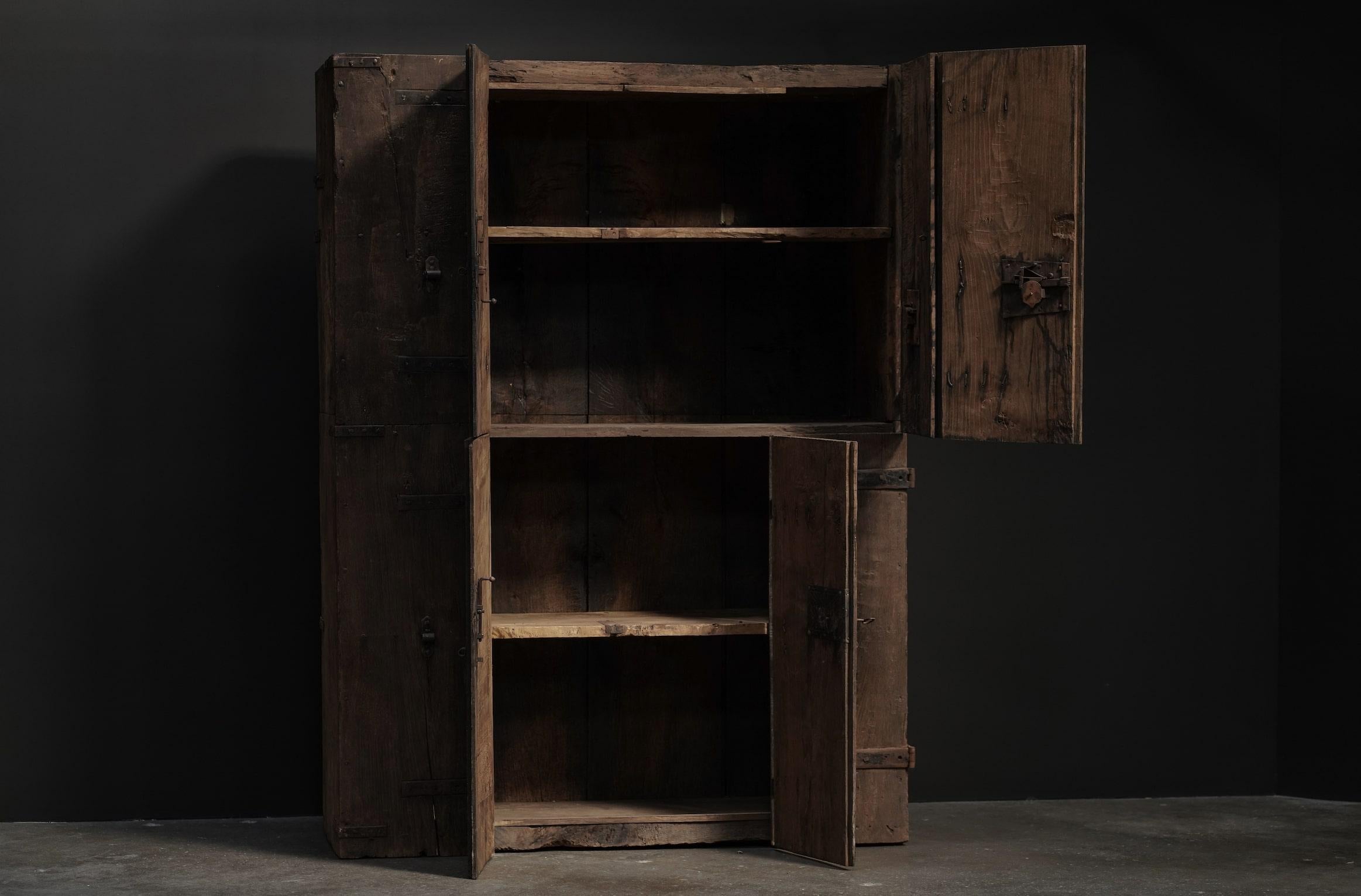 Italian Massive Primitive Wood Cabinet - Italy  For Sale