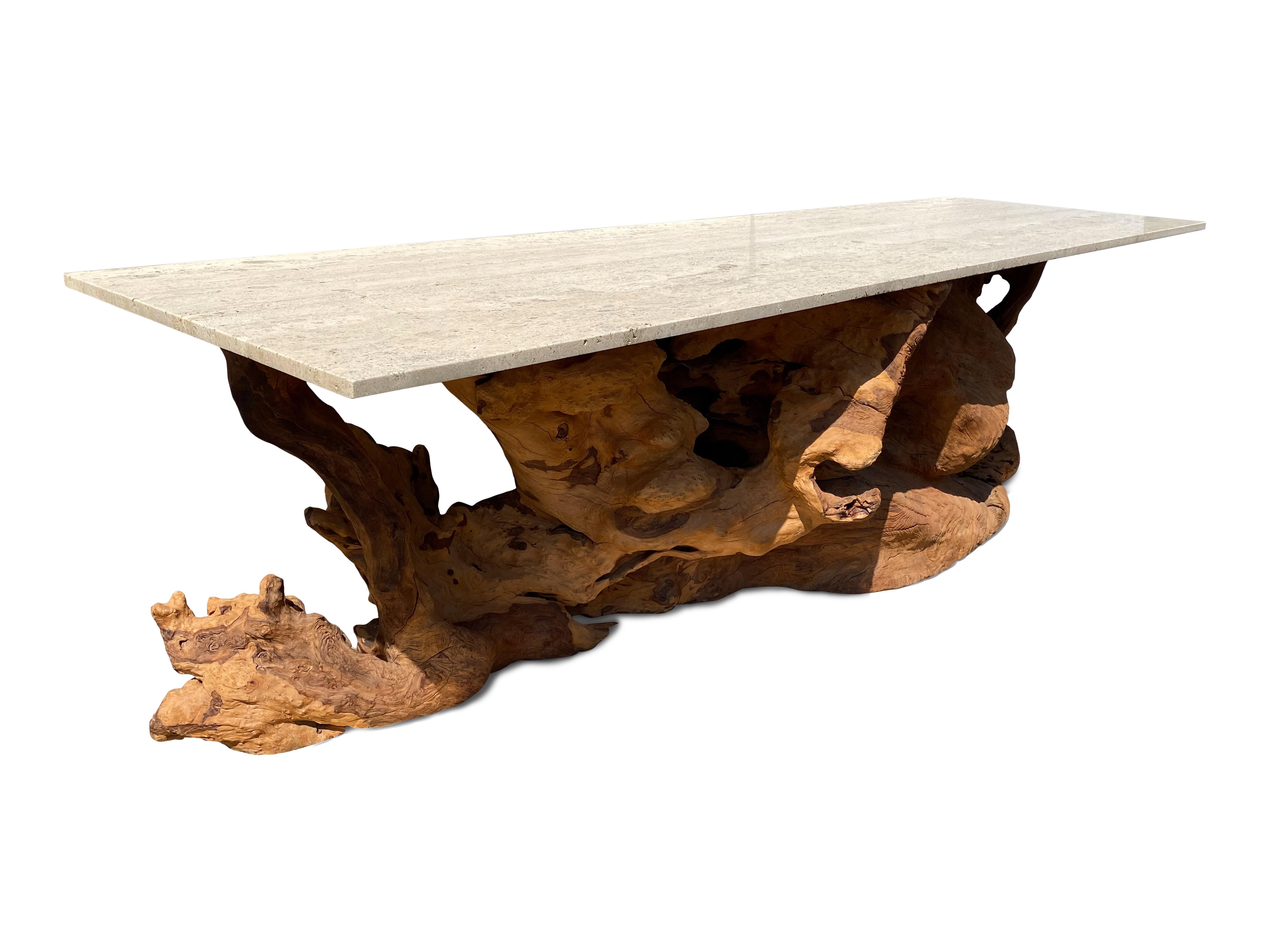 Mid-Century Modern Massive Jacaranda Teak Root Dining Console Table