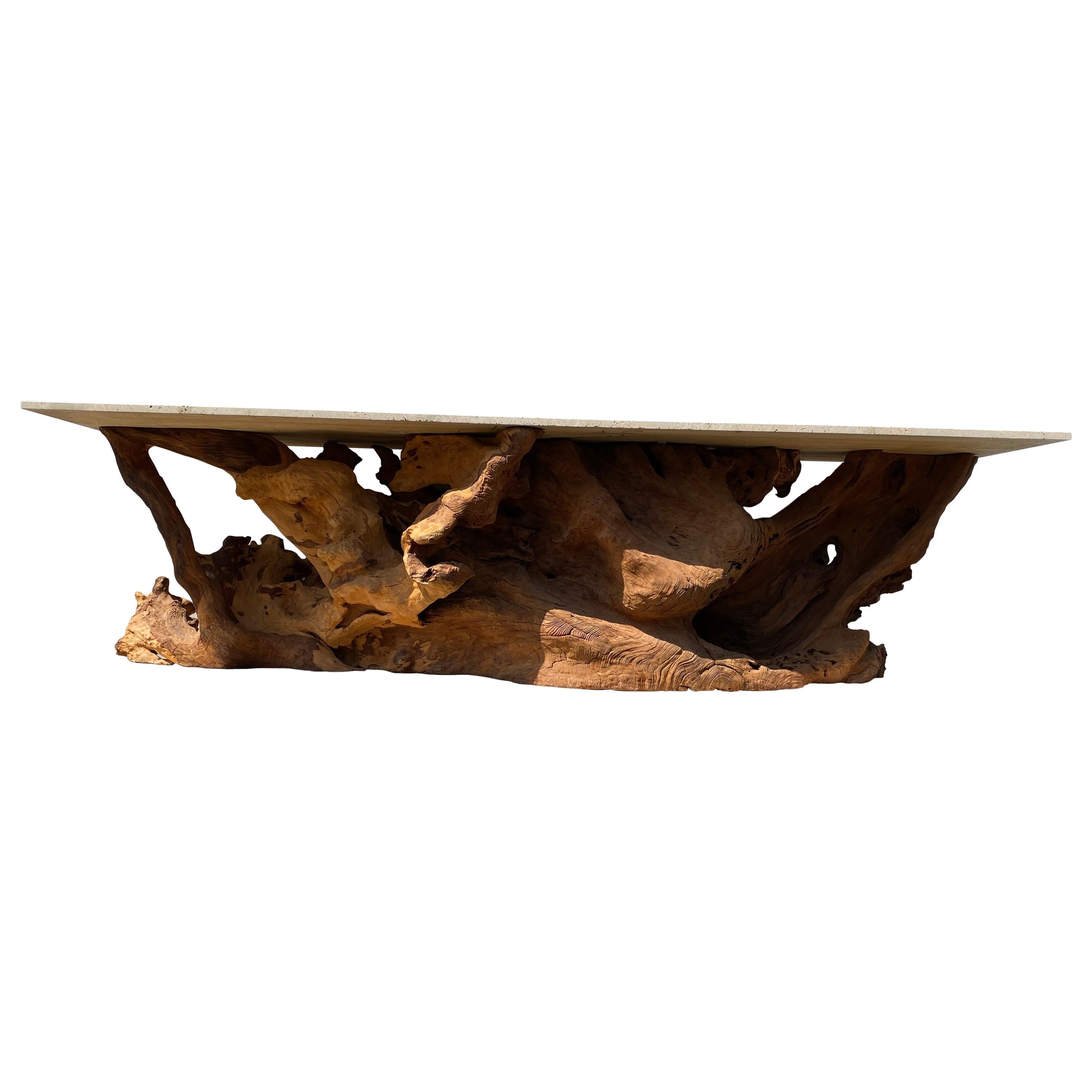 Massive Jacaranda Teak Root Dining Console Table