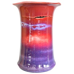 Japanese Contemporary Large Red Purple Porcelain Vase by Master Artists