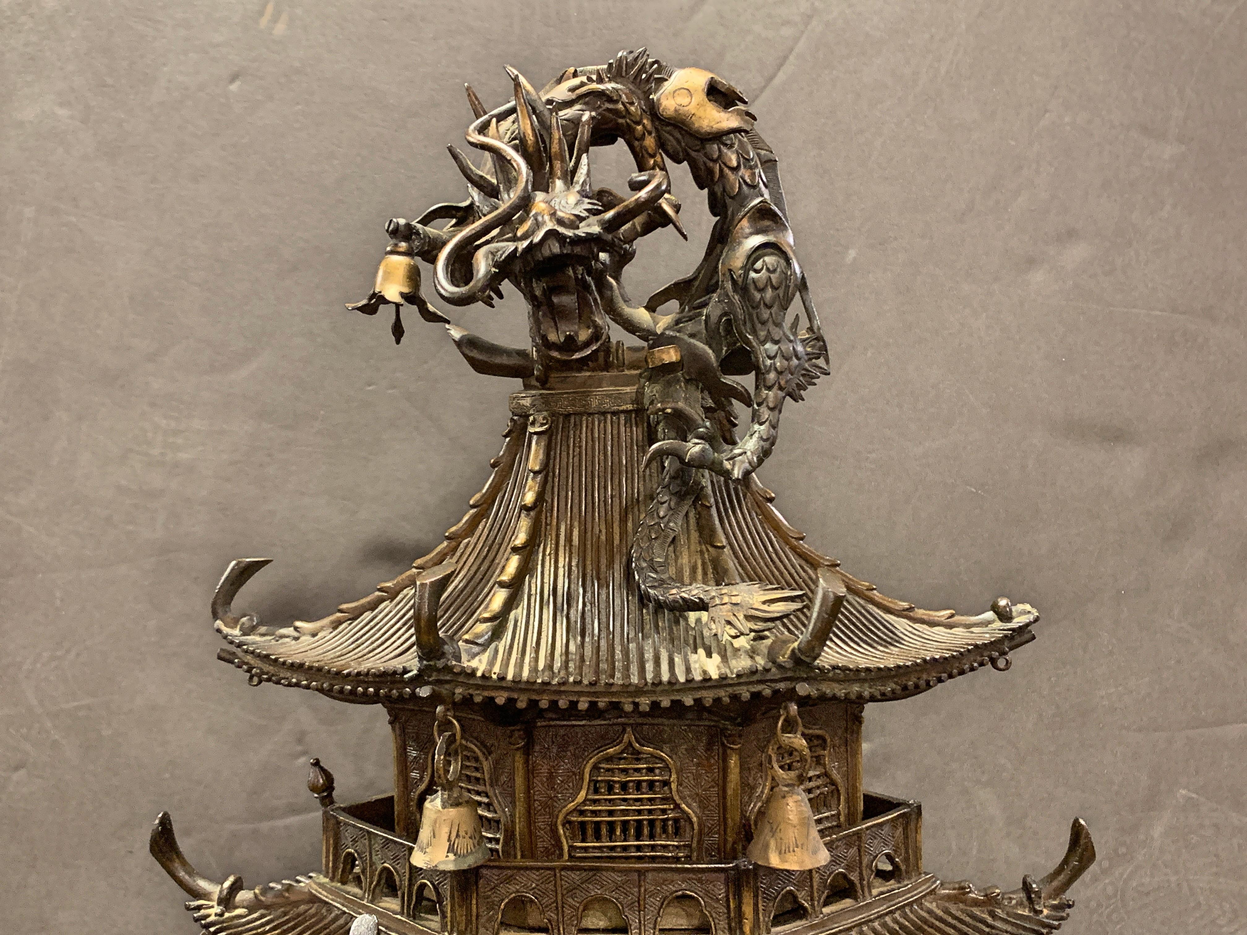 Massive Japanese Meiji Bronze Elephant and Pagoda Incense Burner 5