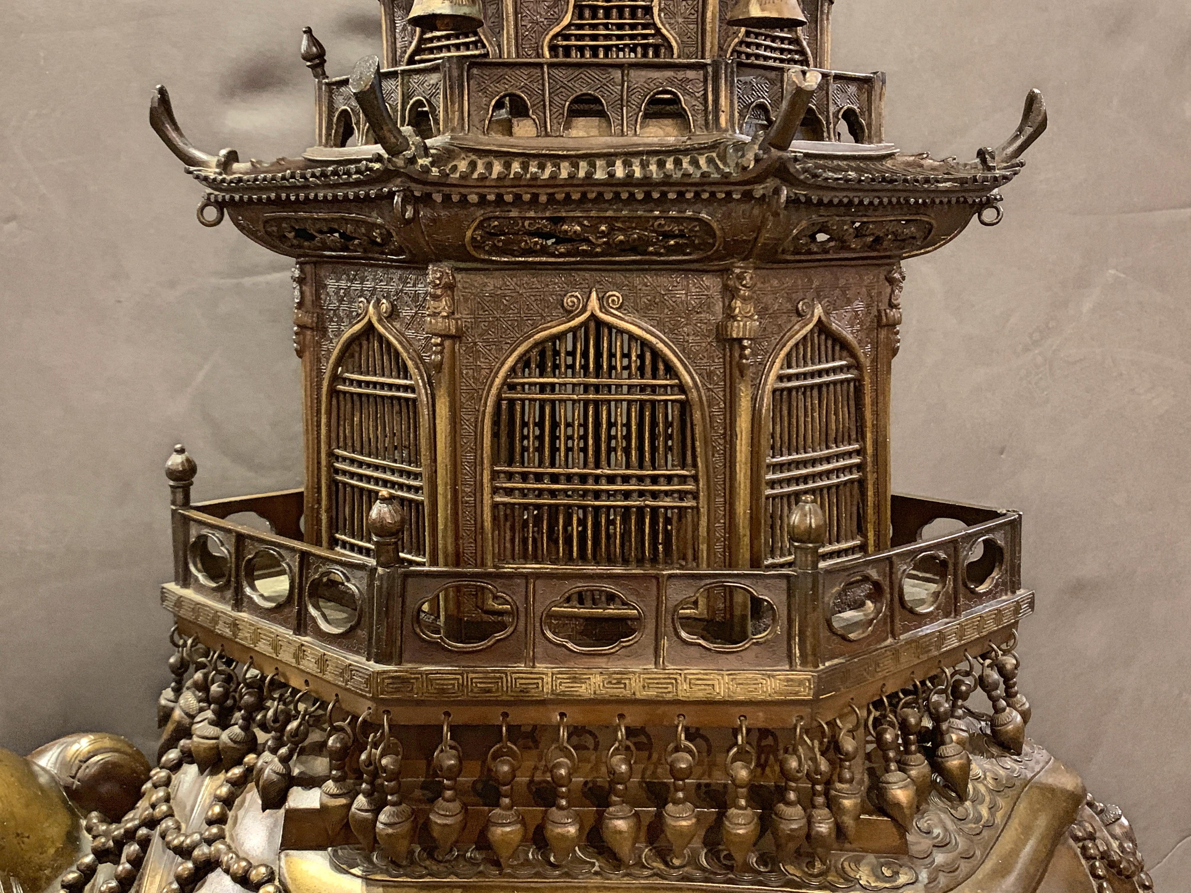 Massive Japanese Meiji Bronze Elephant and Pagoda Incense Burner 7