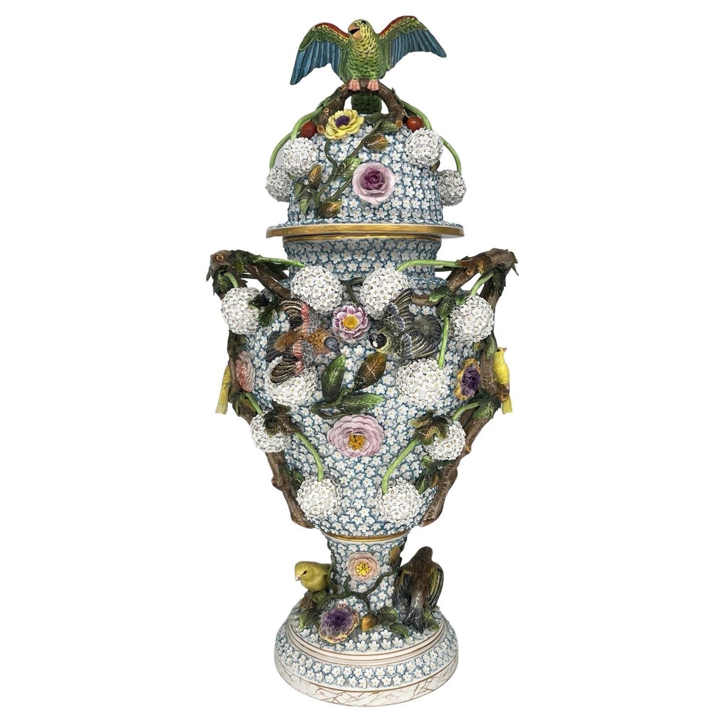 Massive J.J. Kaendler, Meissen Schneeballen Porcelain Lidded Urn C. 1780