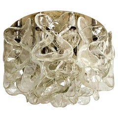 Massive J.T. Lustre encastré Kalmar Catena en verre de Murano chromé, 1970