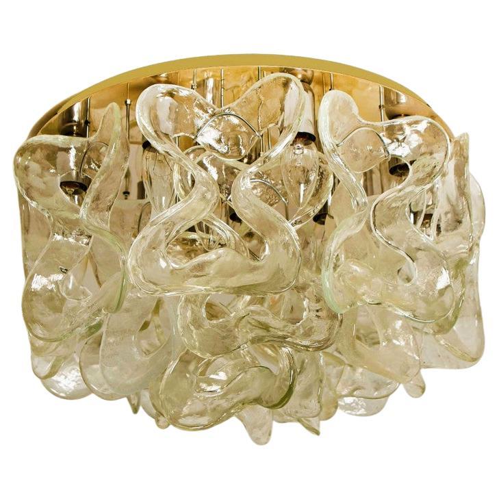 Massive J.T. Kalmar "Catena" Murano Glass Flushmount Chandelier, 1970s For Sale