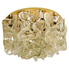 Massive J.T. Kalmar "Catena" Murano Glass Flushmount Chandelier, 1970s