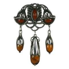 Vintage Massive Jugenstil Amber Drop Brooch